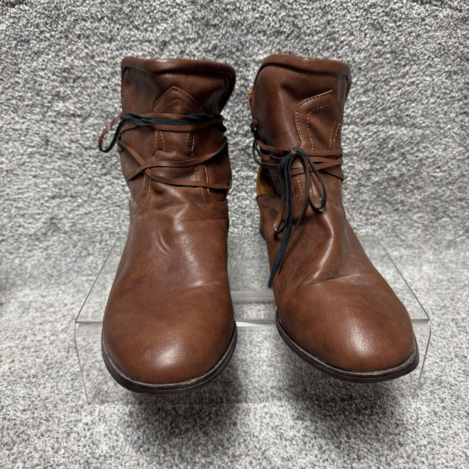Other Suede Leather Ankle Boots Women Size 10.5 Boho Western Retro Size US 10.5 / IT 40.5 - 4 Thumbnail