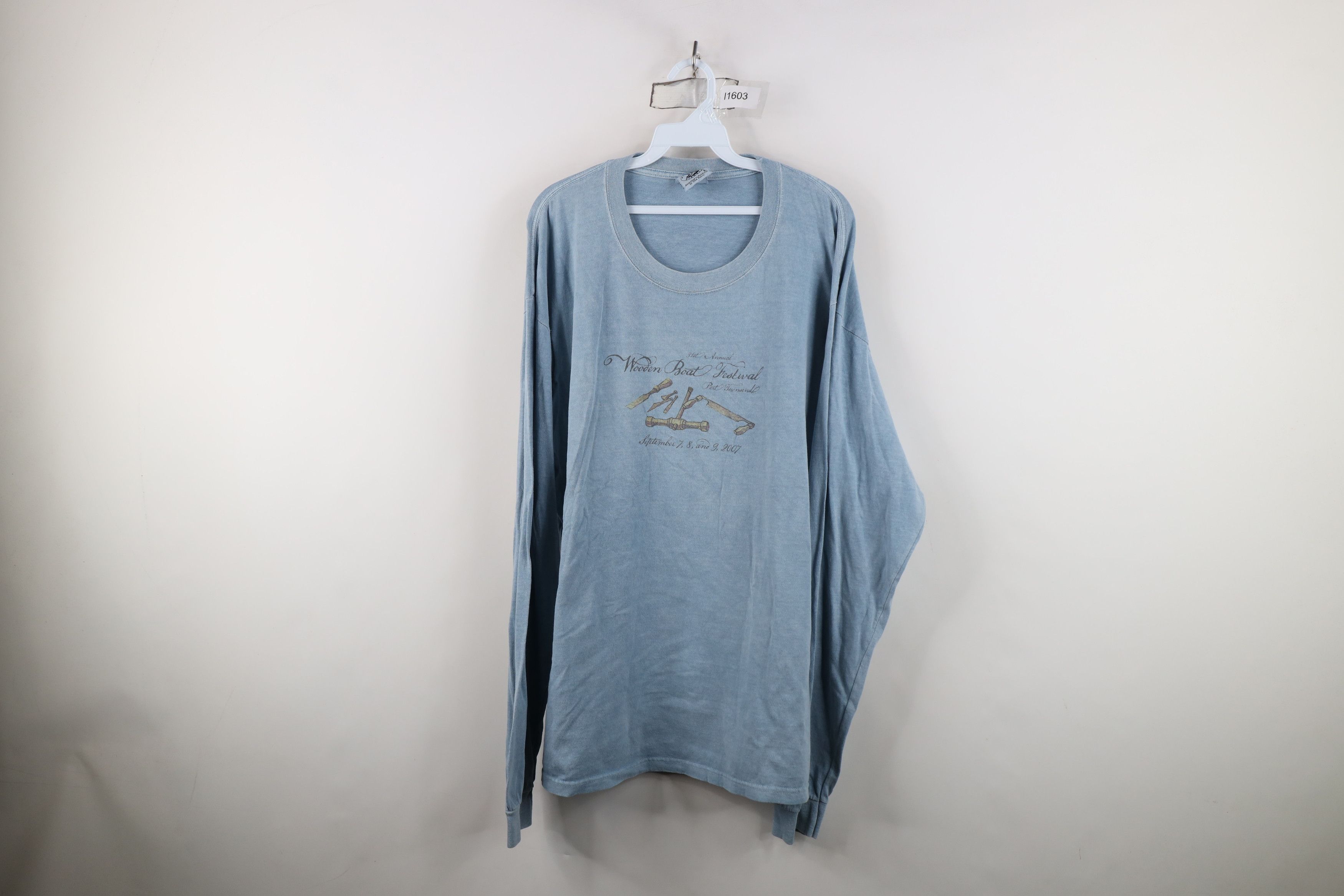 Vintage Vintage Y2K Pigment Dye Long Sleeve T-Shirt Blue Cotton Size US L / EU 52-54 / 3 - 1 Thumbnail