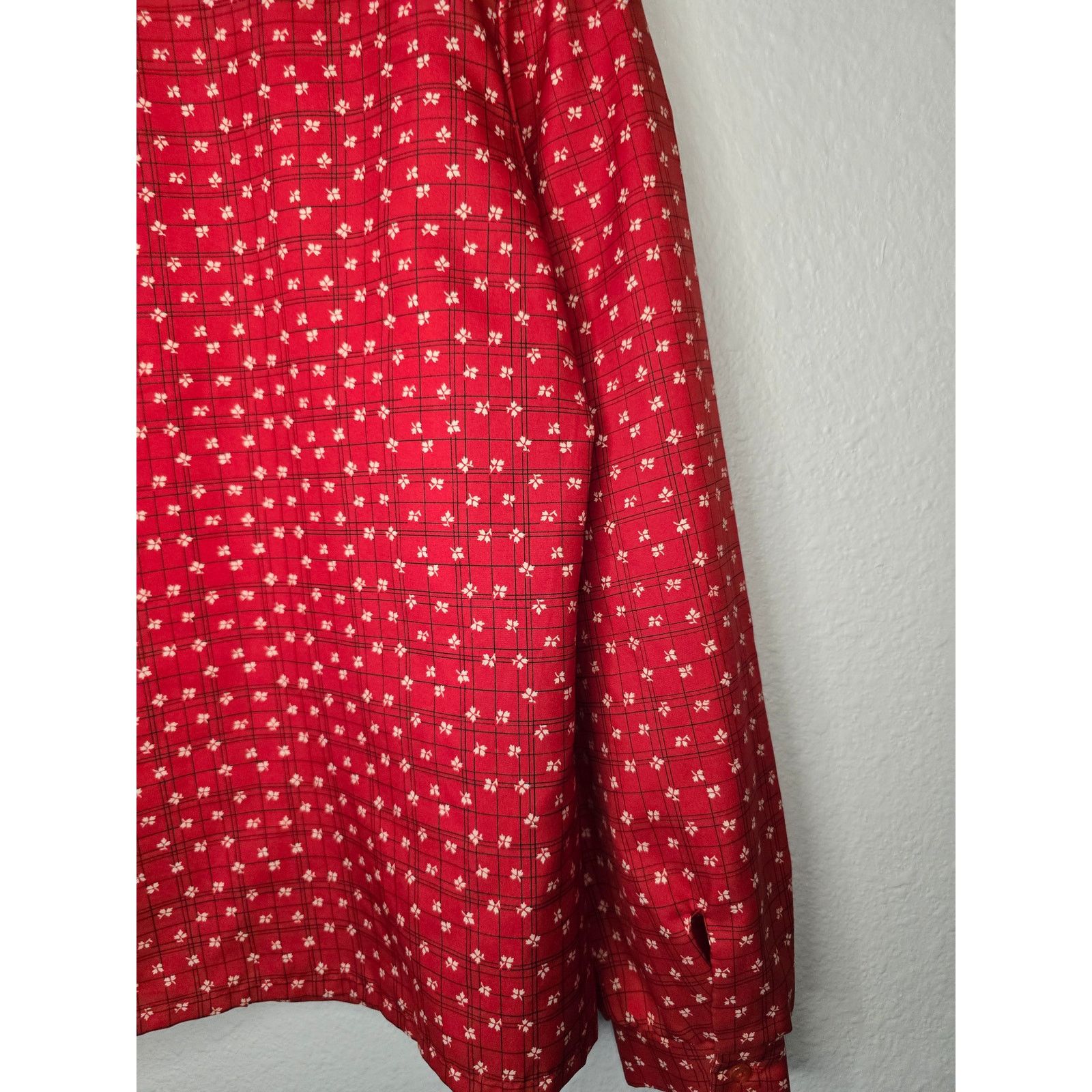 Vintage Vintage Tie Neck Blouse Judy Bond Red Floral Polka Dot Shirt Size XL / US 12-14 / IT 48-50 - 10 Thumbnail