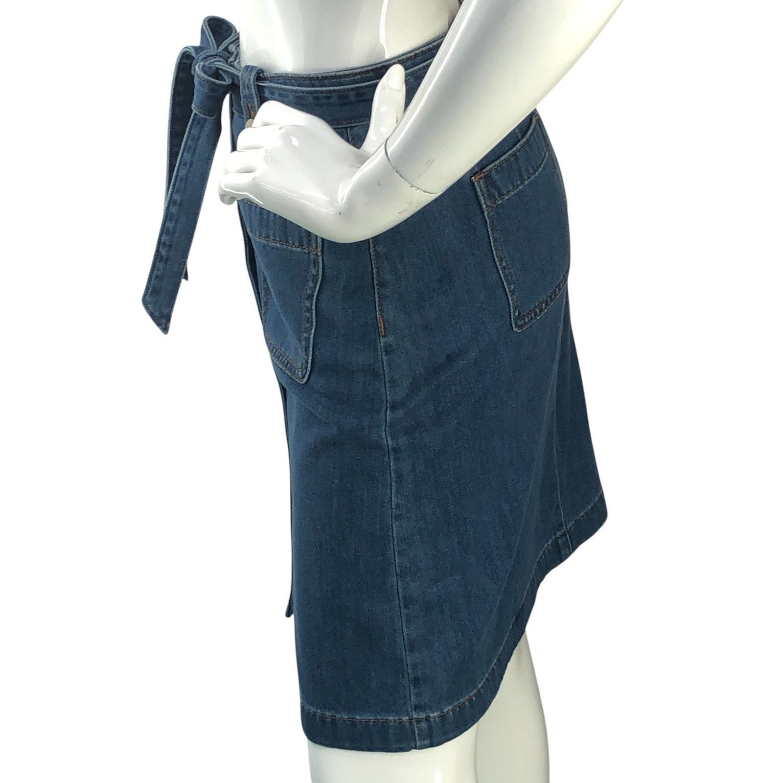 Loft Loft Petite Sz 2P Skirt Denim Jean Patch Pocket Button Front Size 28" / US 6 / IT 42 - 5 Thumbnail