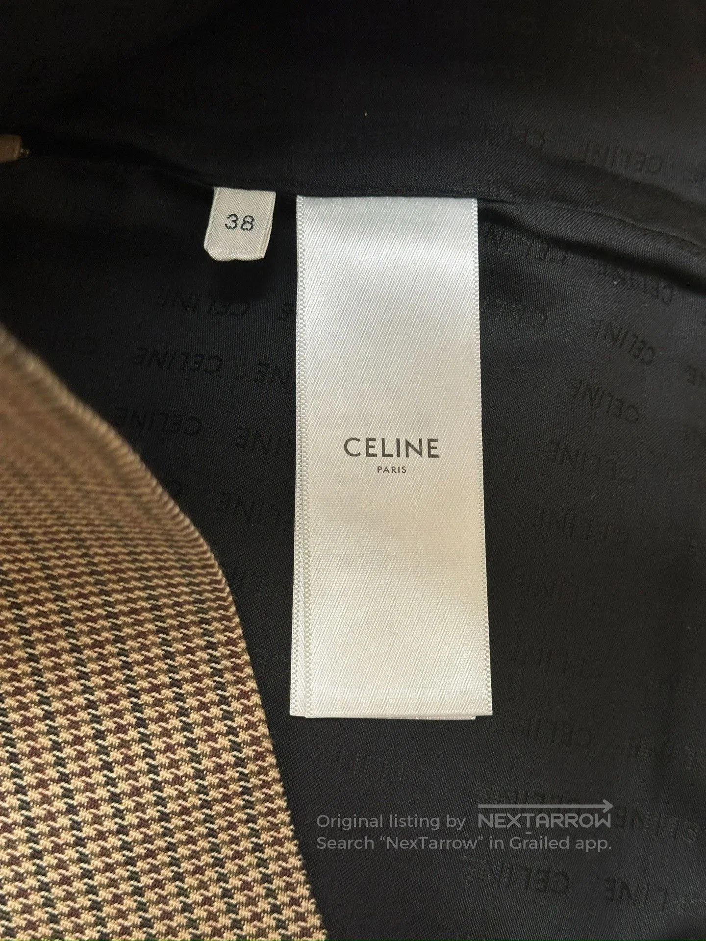 Celine Celine Houndstooth Wool Skirt Gold Buckle. Size 37" - 4 Thumbnail