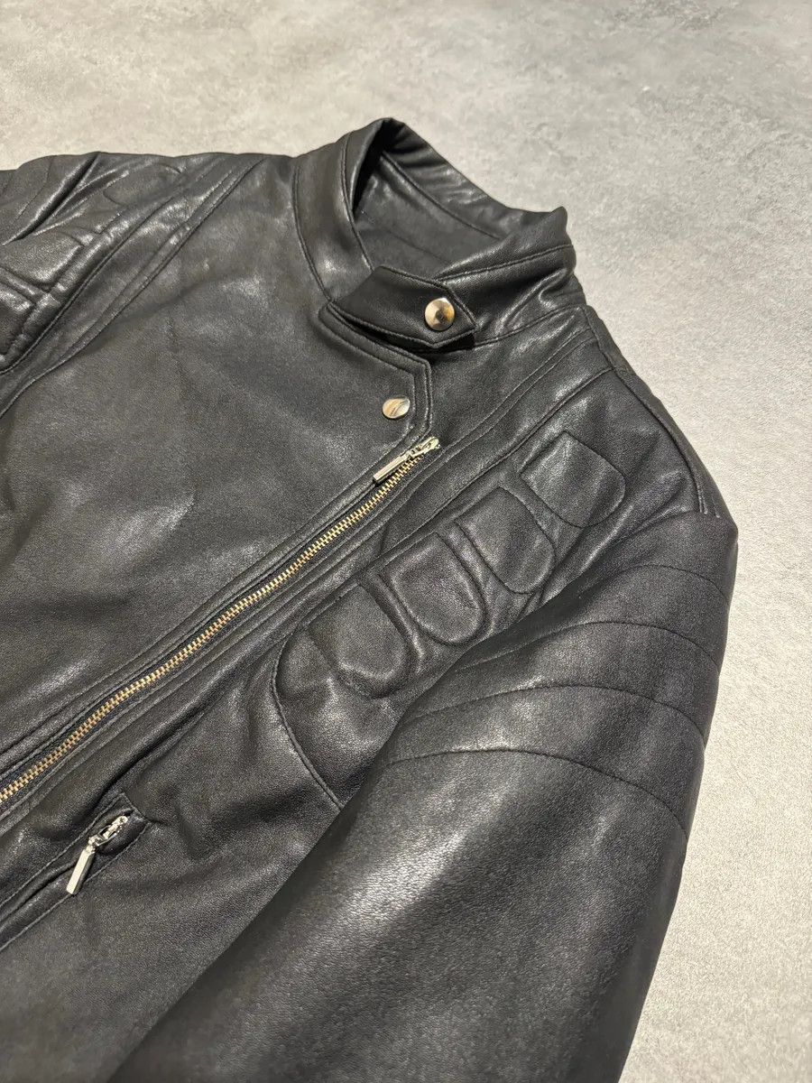 Vintage 2000s Plein Sud Asymmetrical Black Padded Leather Trench Jacket Size US XS / EU 42 / 0 - 6 Thumbnail