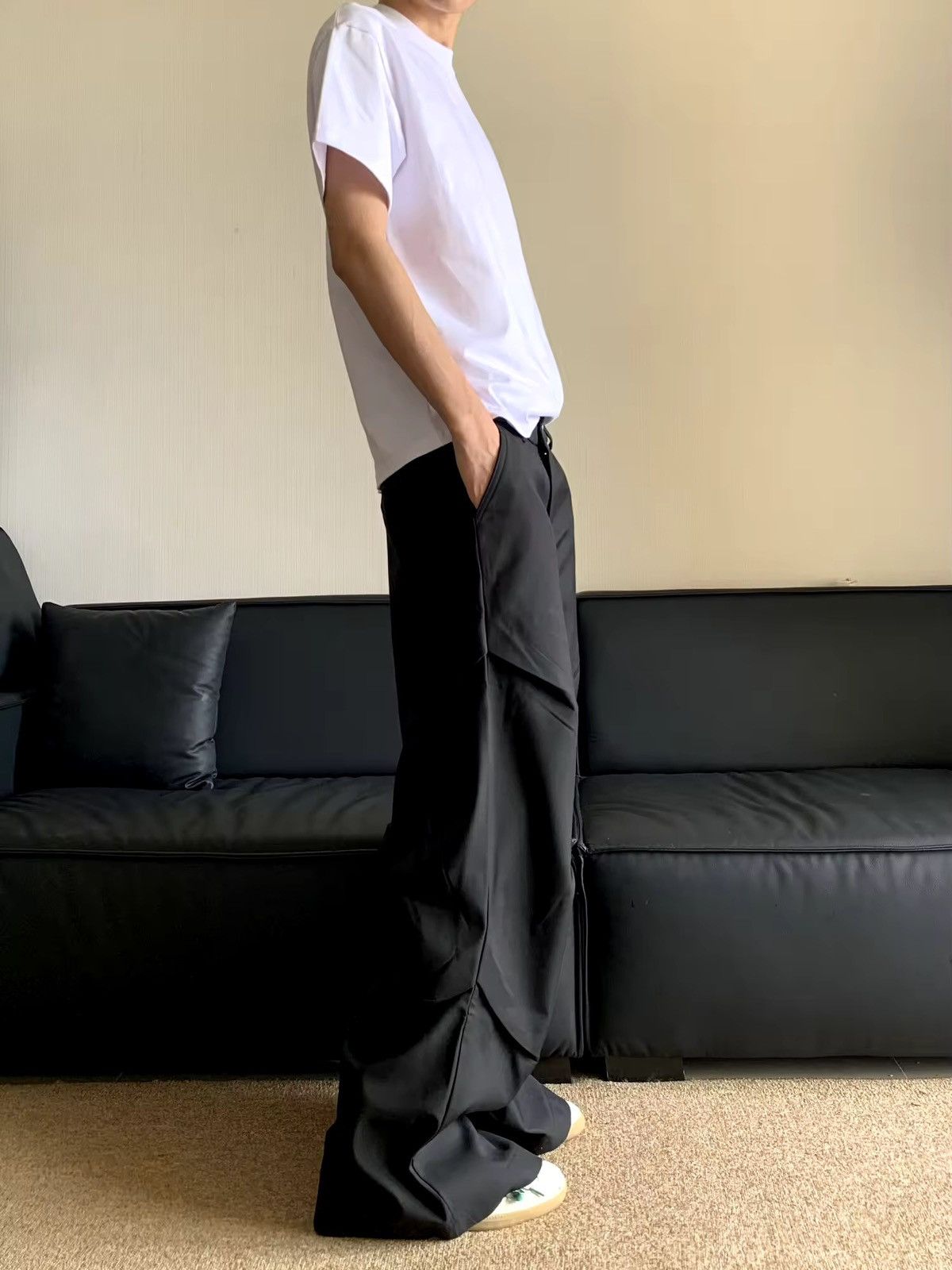 Other Streetwear Loose Baggy Pleated Straight Solid Pants Size US 32 / EU 48 - 3 Thumbnail