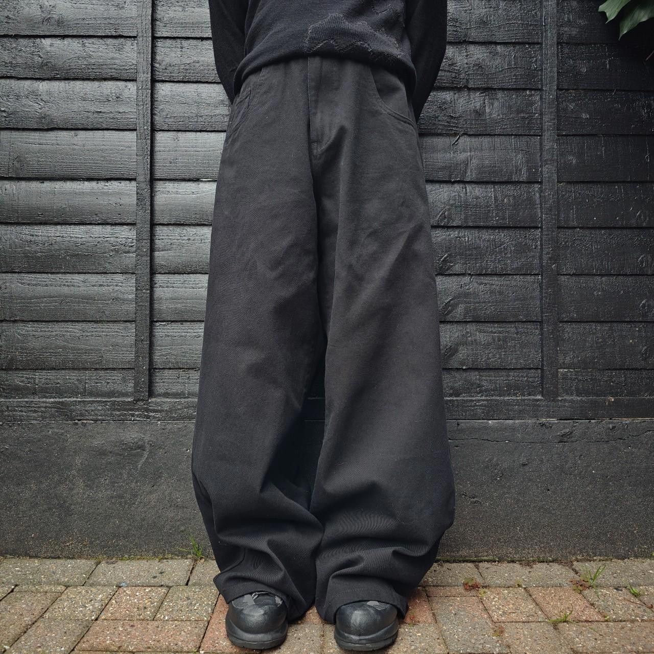 Other Black Ultra Wide Leg Canvas Trousers Size US 31 - 1 Thumbnail