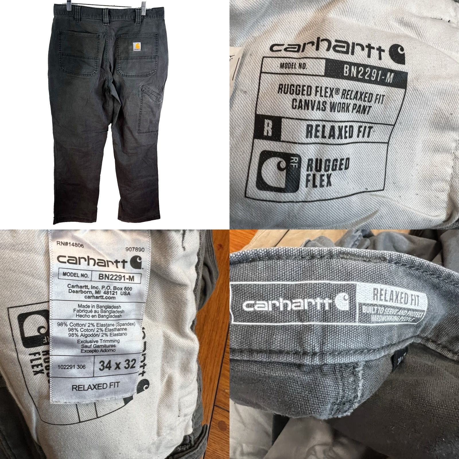 Carhartt VINTAGE Carhartt Rugged Flex Carpenter Pants Mens 34x32 Gray Canvas 5-Pocket Relaxed Straight Workwear, 90s Grunge Theme Size US 34 / EU 50 - 8 Thumbnail
