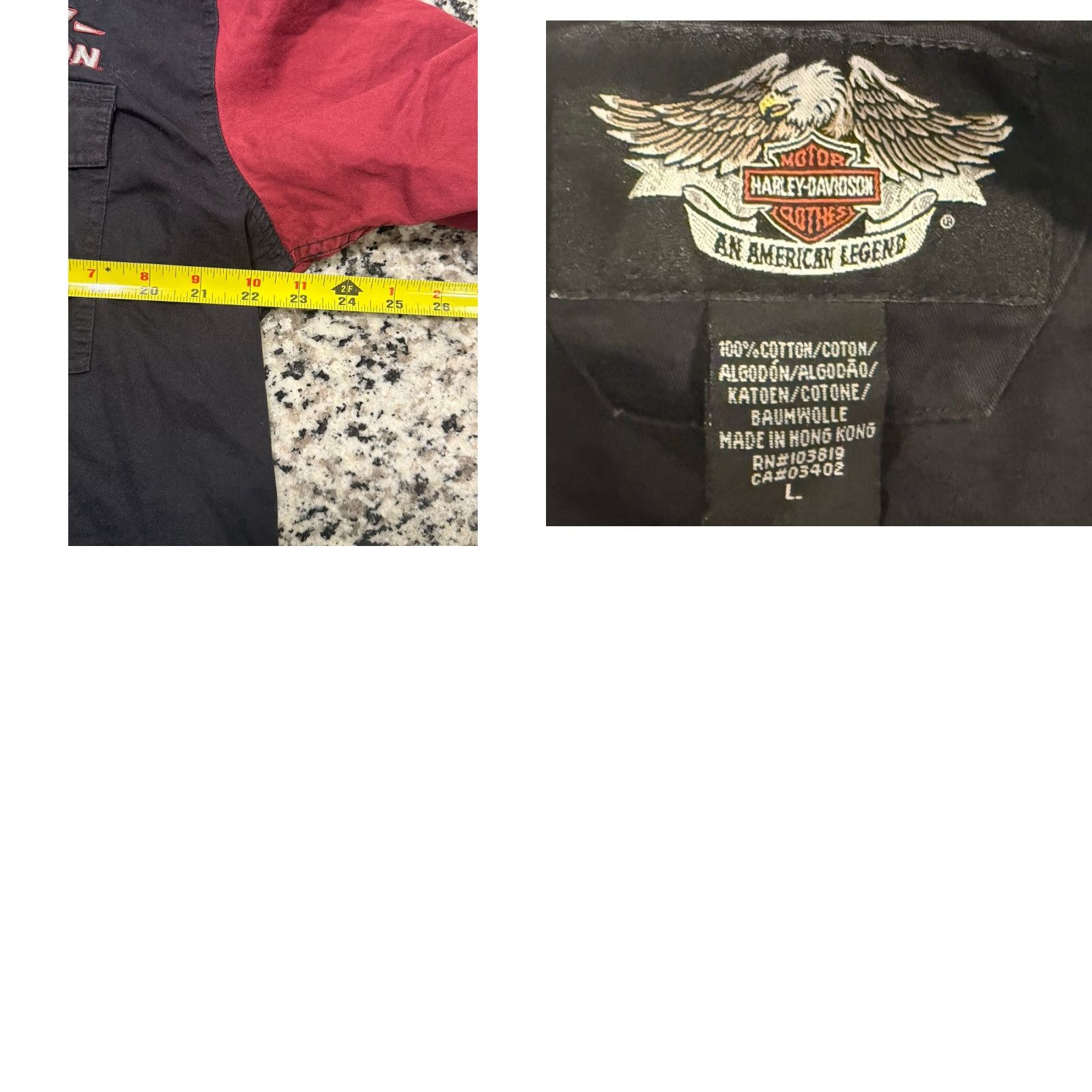 Harley Davidson Harley-Davidson Shirt Adult L Black Biker Logo Embroidered Eagle Button-Up Collar Short Sleeve Pockets Men Regular Size US L / EU 52-54 / 3 - 8 Thumbnail