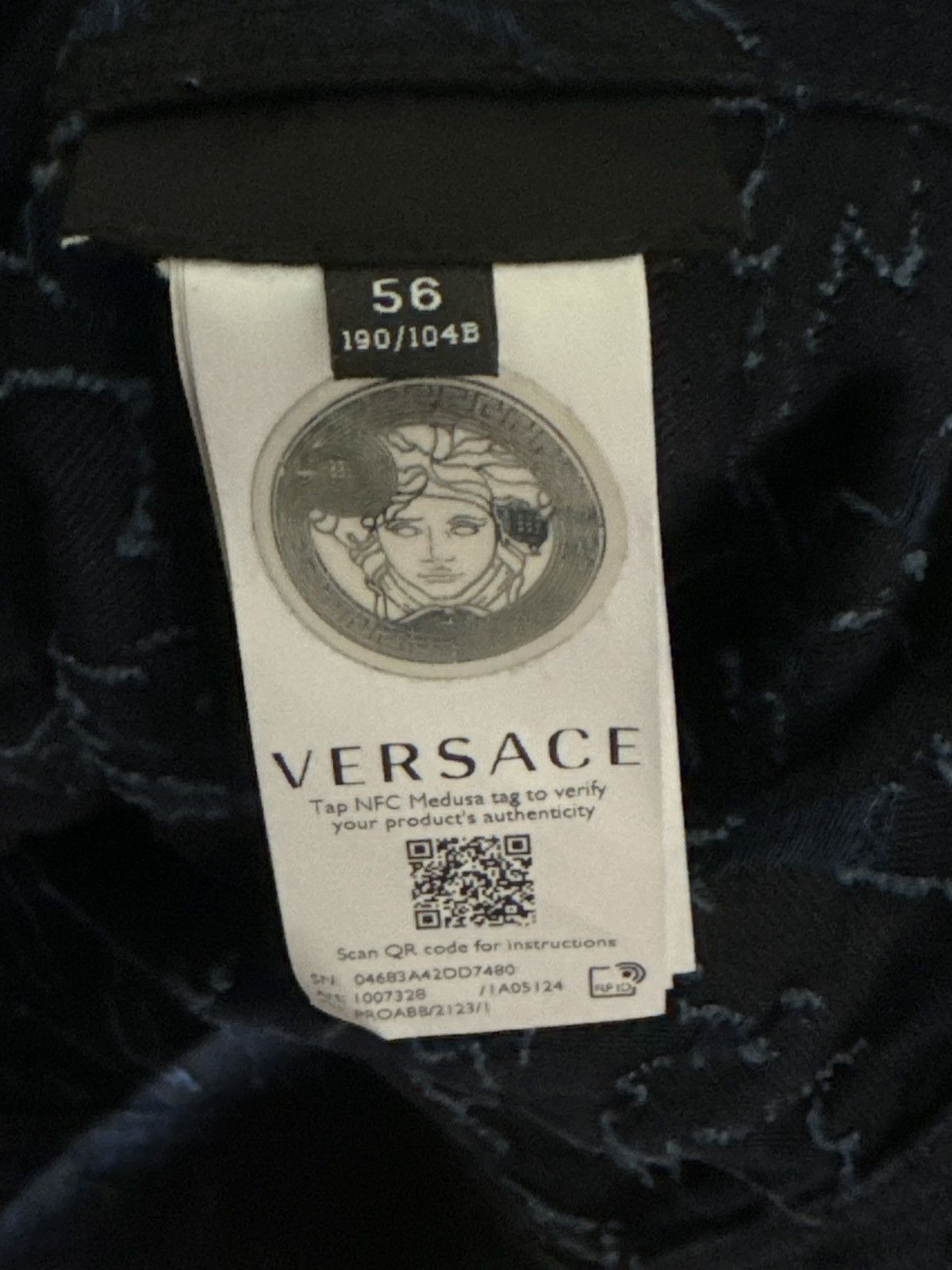 Versace Versace Blue/Black Barocco Jacquard Denim Button Down Jacket Size US XL / EU 56 / 4 - 6 Thumbnail