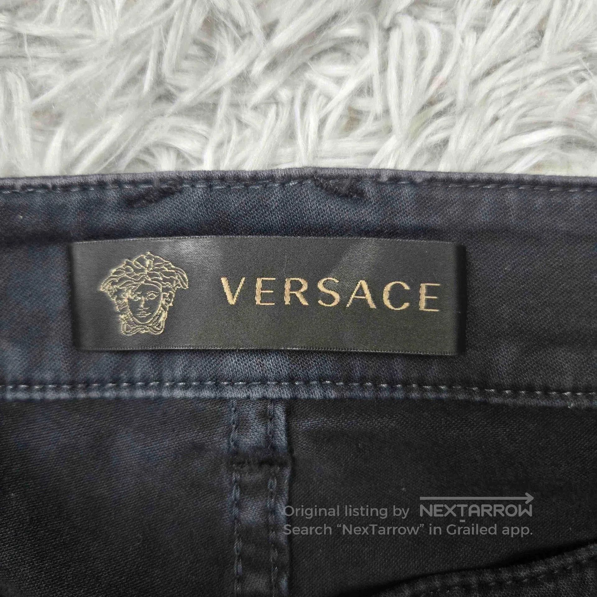 Versace versace black logo denim pants for slim fit. Size US 30 / EU 46 - 3 Thumbnail