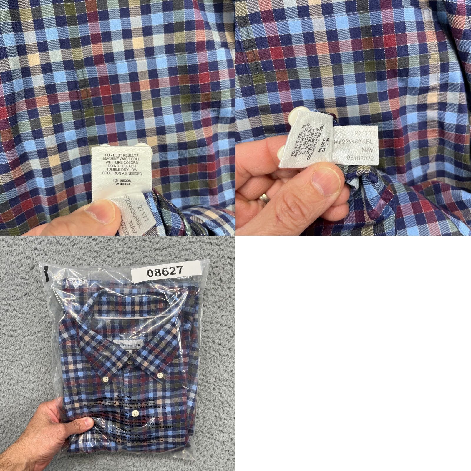 Peter Millar VINTAGE Peter Millar Shirt Mens Medium Blue Pastel Grid Check Carlow Crown Lite Sport Size US M / EU 48-50 / 2 - 10 Thumbnail