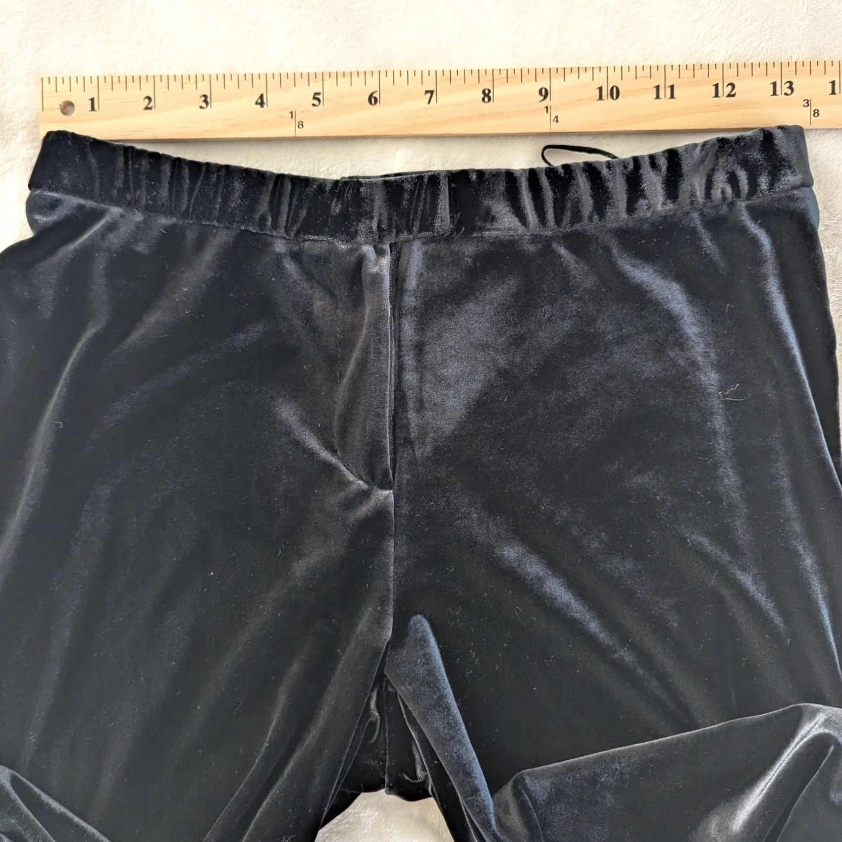 Vintage INC Black Velvet Stretch Wide-Leg Dress Pants Women 8P Petite Velvet Pants Wide-Leg Office Holiday Womens Size 30" / US 8 / IT 44 - 4 Thumbnail