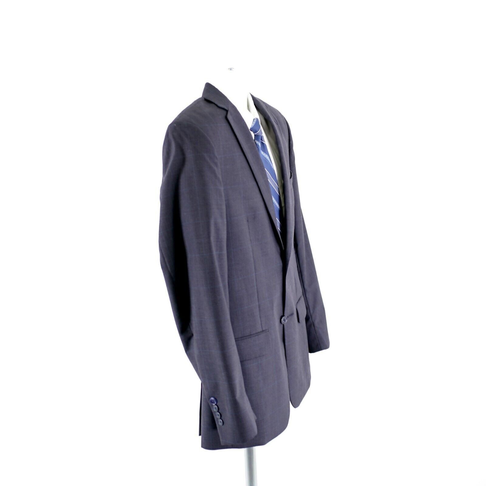 Jos. A. Bank Joseph Jos A Bank Wool Blue Gray Plaid Windowpane 2 Button S Size 38R - 8 Thumbnail
