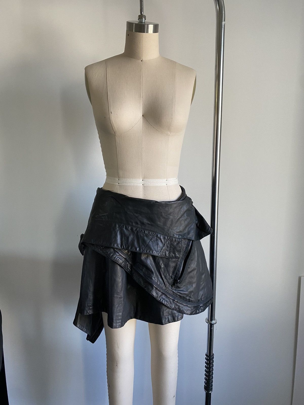 image of Junya Watanabe Leather Jacket Tie Around Waist Skirt in Black, Women's (Size 26)