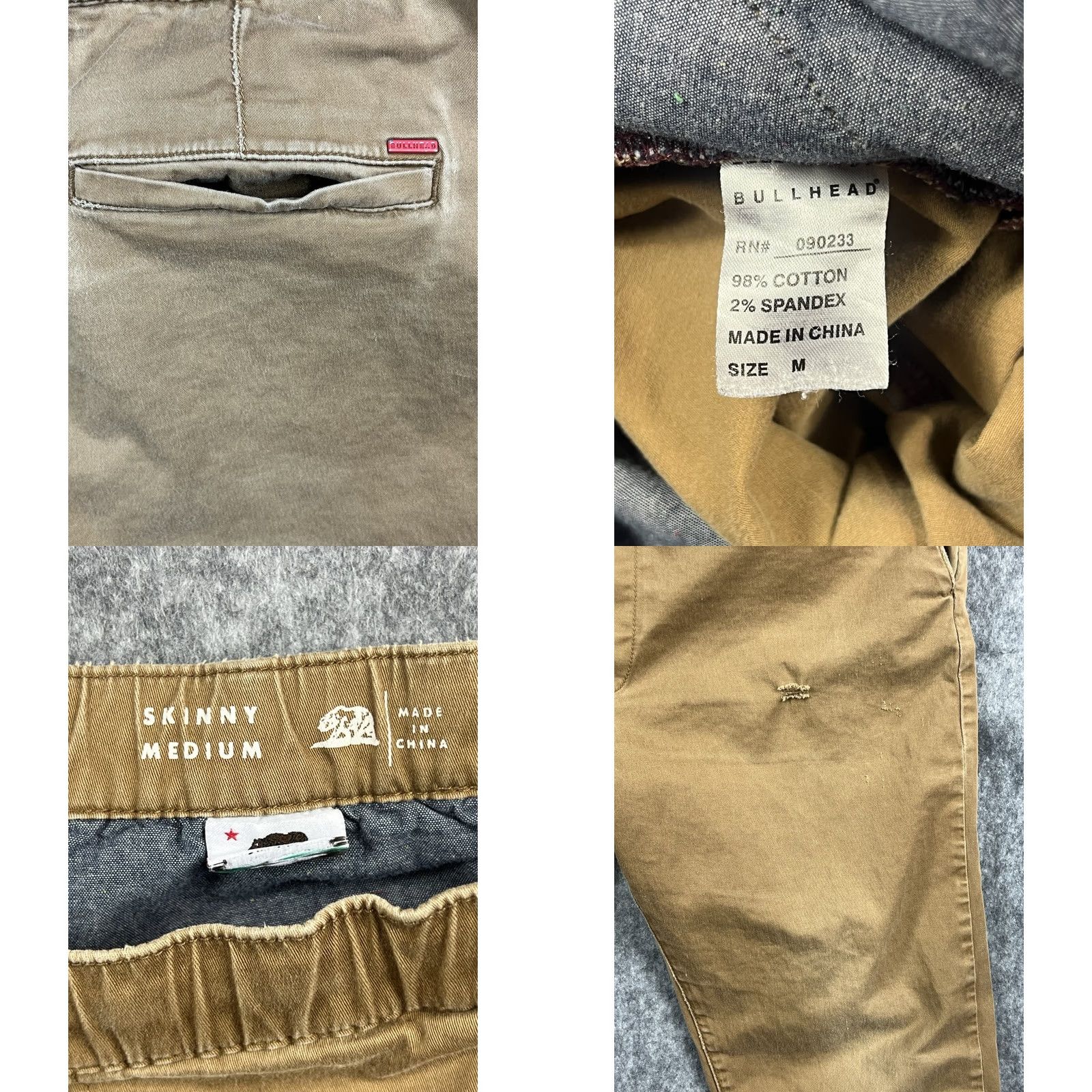 Denime Bullhead Denim Mens Khaki Jogger Pants Skinny 28in Inseam Elastic Waist Casual Mid Rise Regular Size M Brown Size US 31 - 8 Thumbnail