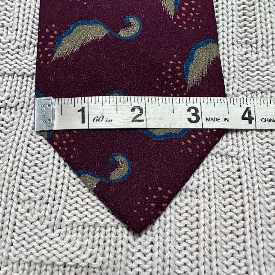 Armani Collezioni Vintage Armani maroon feather print silk tie Size ONE SIZE - 4 Thumbnail