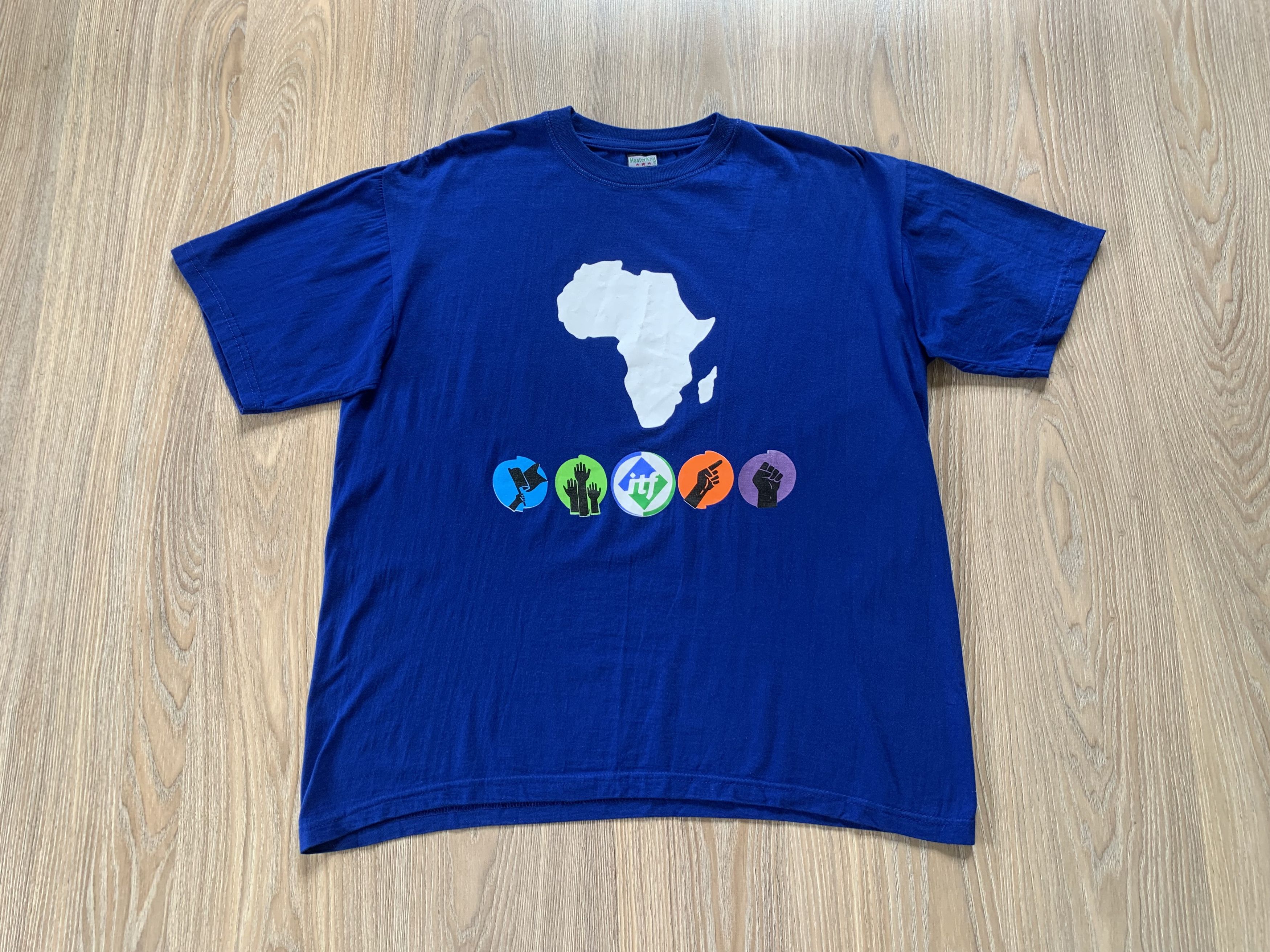 Designer MasterKnit Vintage Africa Blue Printed T-Shirt Size US XXL / EU 58 / 5 - 2 Thumbnail