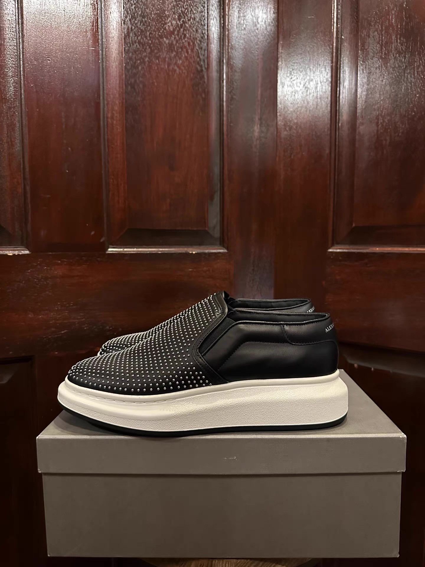 Alexander McQueen Alexander McQueen Men’s Black Studded Platform Slip‑Ons Ｑ25 Size US 7 / EU 40 - 2 Thumbnail