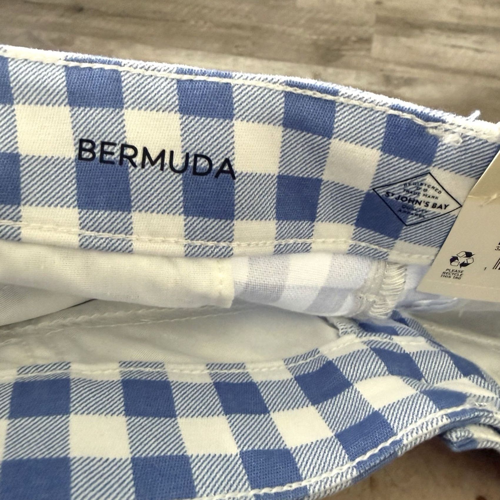 Vintage St. John's Bay Bermuda Shorts Womens 16 Bright Blue Gingham Tummy Control NEW Size 38" / US 16 / IT 52 - 2 Thumbnail
