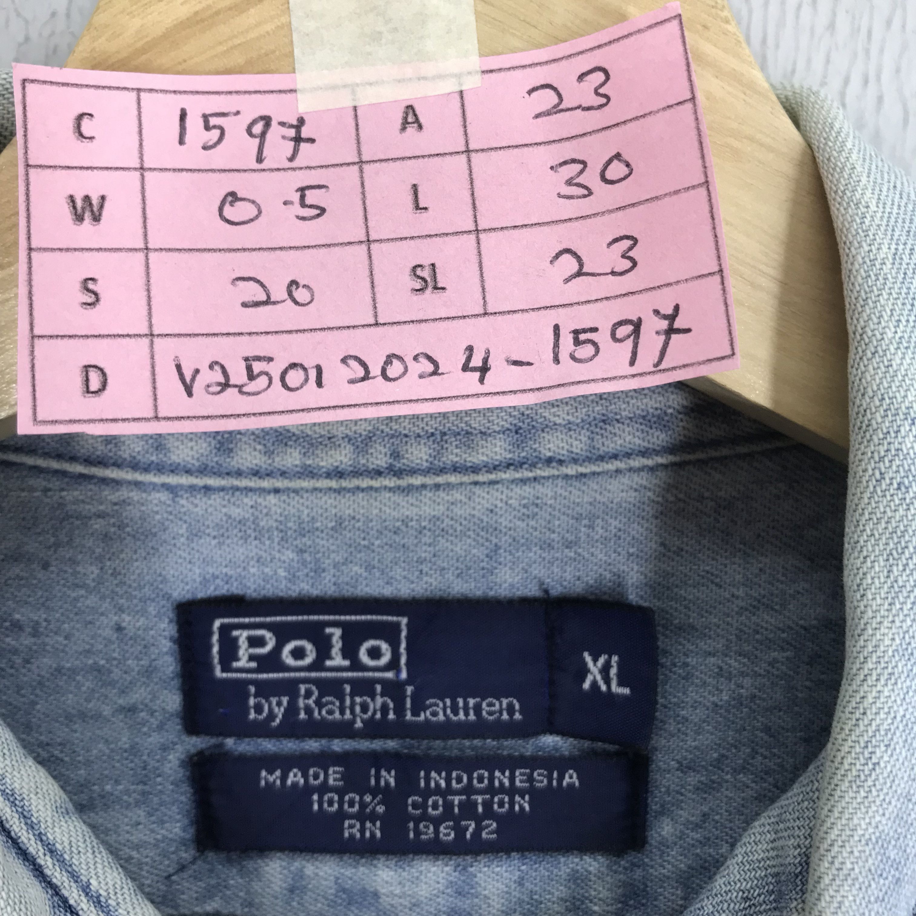 Polo Ralph Lauren × Vintage Vintage 90s Polo Ralph Lauren Small Pony Denim Jeans Shirt Size US L / EU 52-54 / 3 - 10 Thumbnail