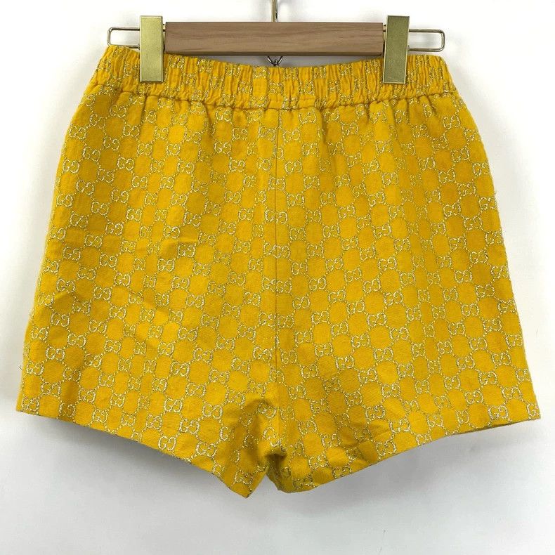 Gucci Gucci Gold silk full-printed logo shorts Size 24" / US 00 / IT 34 - 2 Thumbnail