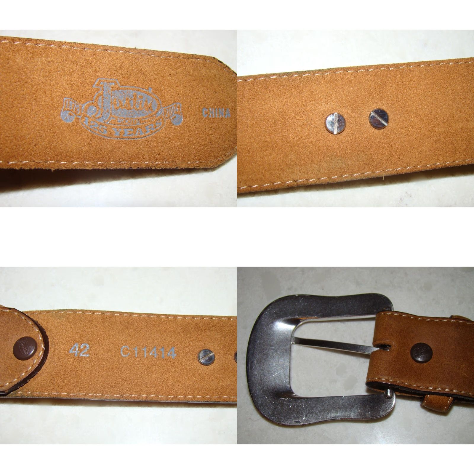 Vintage Justin THE WESTERNER Belt Mens 42 Tooled Leather Aztec Concho Brown 1 1/2” Western Mens Size 42 - 8 Thumbnail