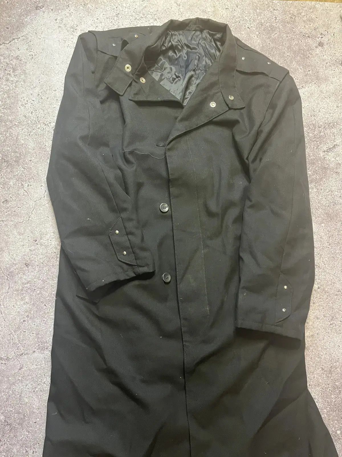 Vintage Black Long Military Trench Coat with Epaulettes
