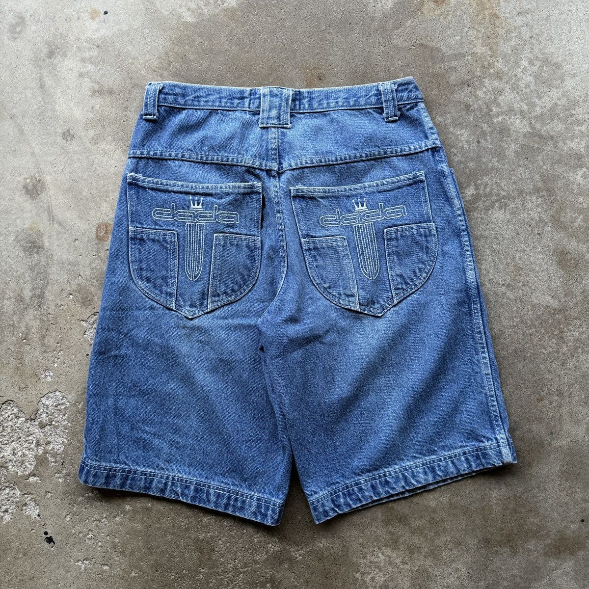 image of Jnco x Vintage Dagger Dada Supreme Baggy Denim Jean Shorts Jorts 32 in Blue, Men's