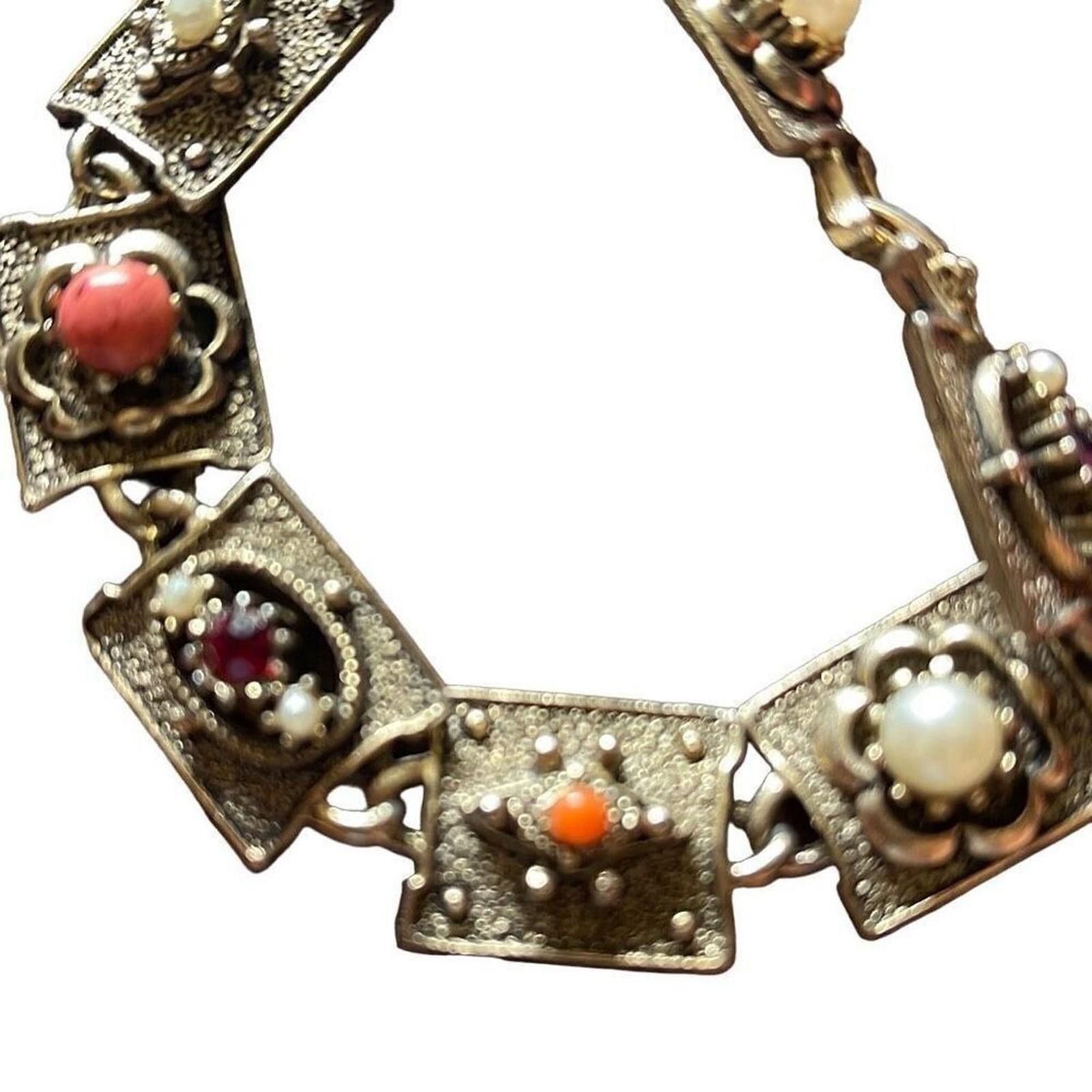Designer Vintage signed Merique art neveau bracelet 7 inches Size ONE SIZE - 2 Thumbnail