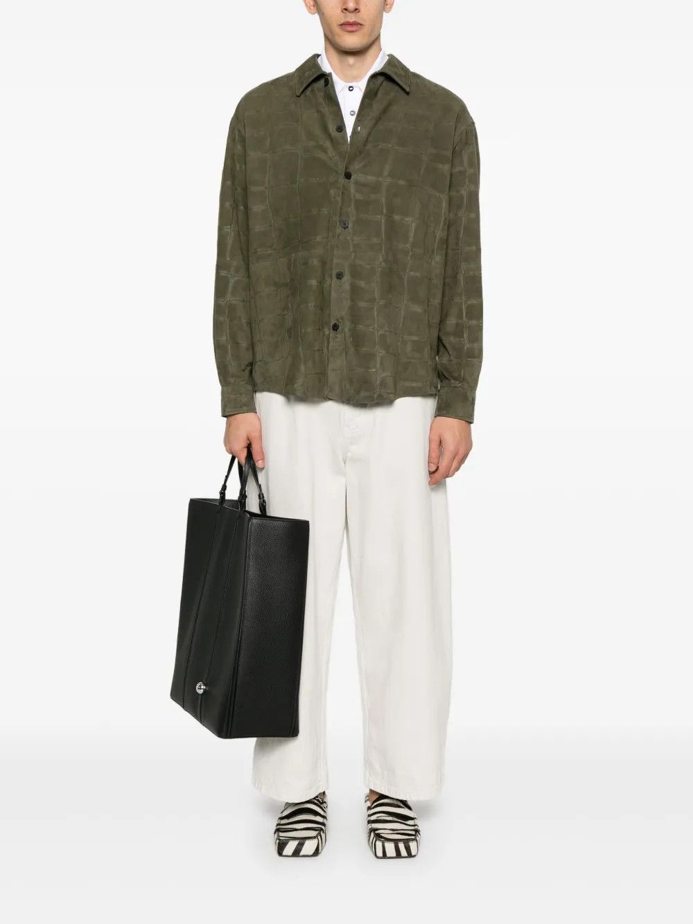 Jacquemus o1mle0326 Croco Shirt in Green Size US M / EU 48-50 / 2 - 2 Thumbnail