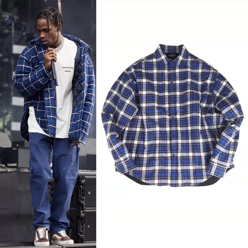 Balenciaga Balenciaga size 38 Blue Plaid Cotton Shirt Jacket Size US XS / EU 42 / 0 - 1 Thumbnail