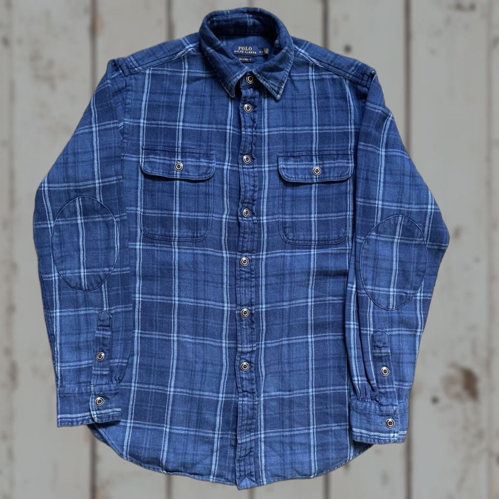 Polo Ralph Lauren Polo Ralph Lauren Flannel Indigo Check Work Shirt Elbow Patchwork Men’s M Shirt Size US M / EU 48-50 / 2 - 1 Thumbnail