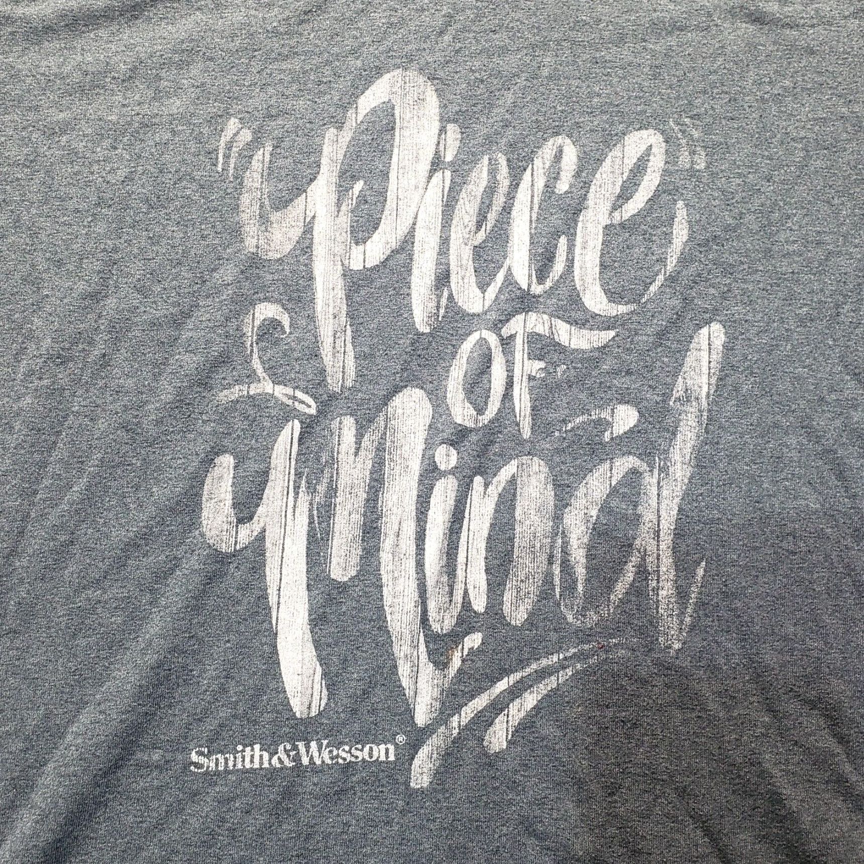 Vintage Smith & Wesson Piece Of Mind Shirt Womens 2XL Gray T-Shirt Cotton Short Sleeve Crew Neck Peace Logo Size XXL / US 16-18 / IT 52-54 - 2 Thumbnail