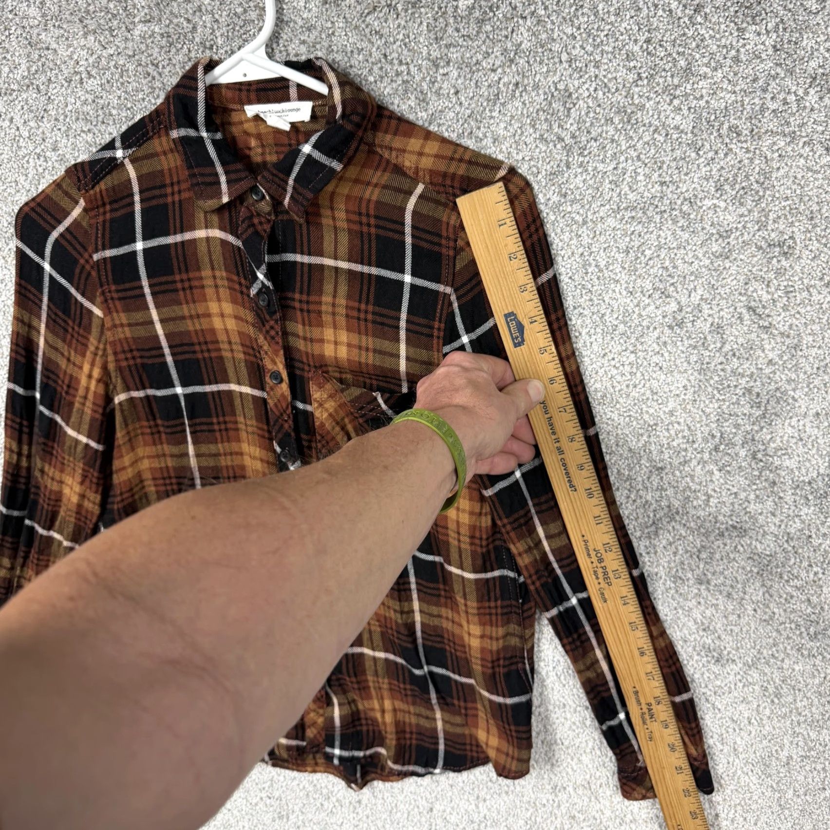 Vintage beachlunchlounge Shirt Women XS Brown Black Plaid Button-Up Collared Long Sleeve Casual Fall Lightweight Rayon Vintage No Size XS / US 0-2 / IT 36-38 - 3 Thumbnail