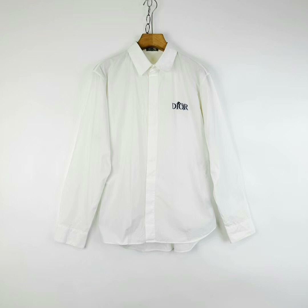 Dior white long sleeve shirt with logo pin Size US L / EU 52-54 / 3 - 1 Thumbnail