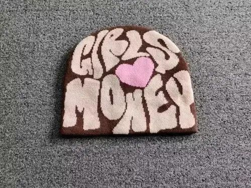 Other Girls Love Money Heart Graphic No Cuff Beanie Hat Brown Size ONE SIZE - 4 Thumbnail