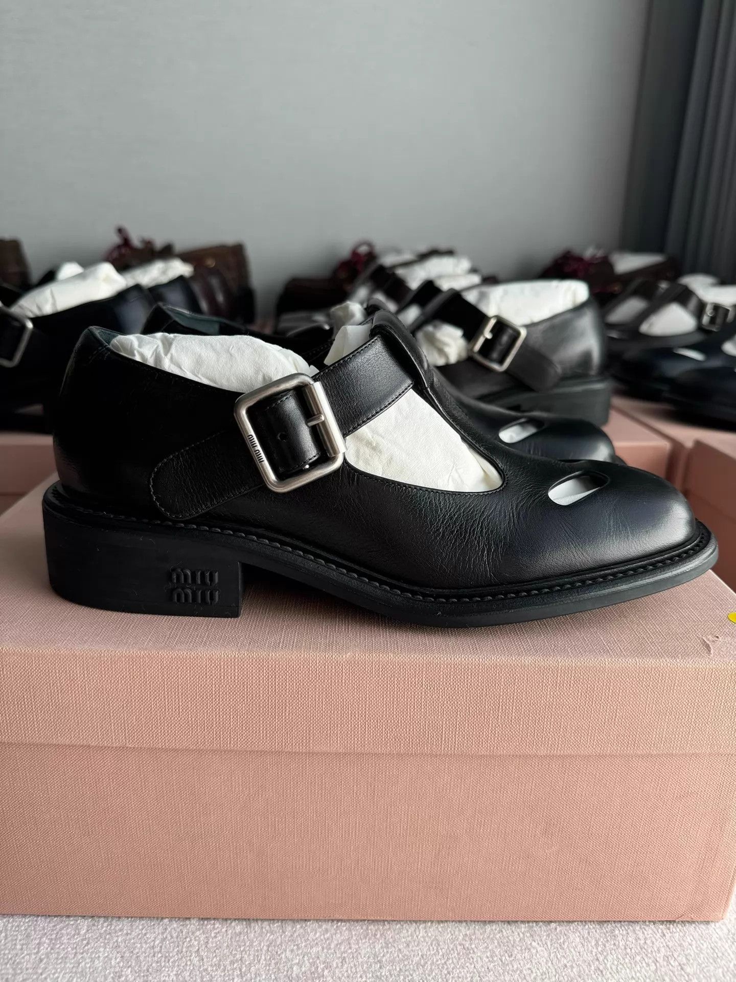 Miu Miu MIU MIU T-bar Mary Jane Black Leather Pump Size US 5.5 / IT 35.5 - 3 Thumbnail