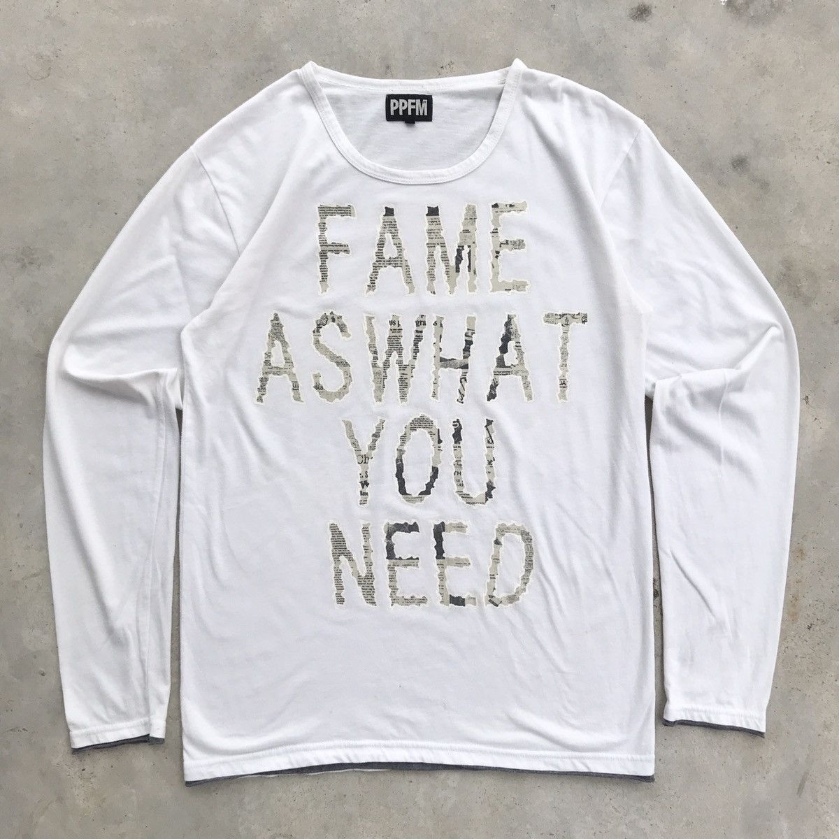image of Archival Clothing x If Six Was Nine 2000's Ppfm Fame As What You Need L/s T-Shirt in White (Size Me