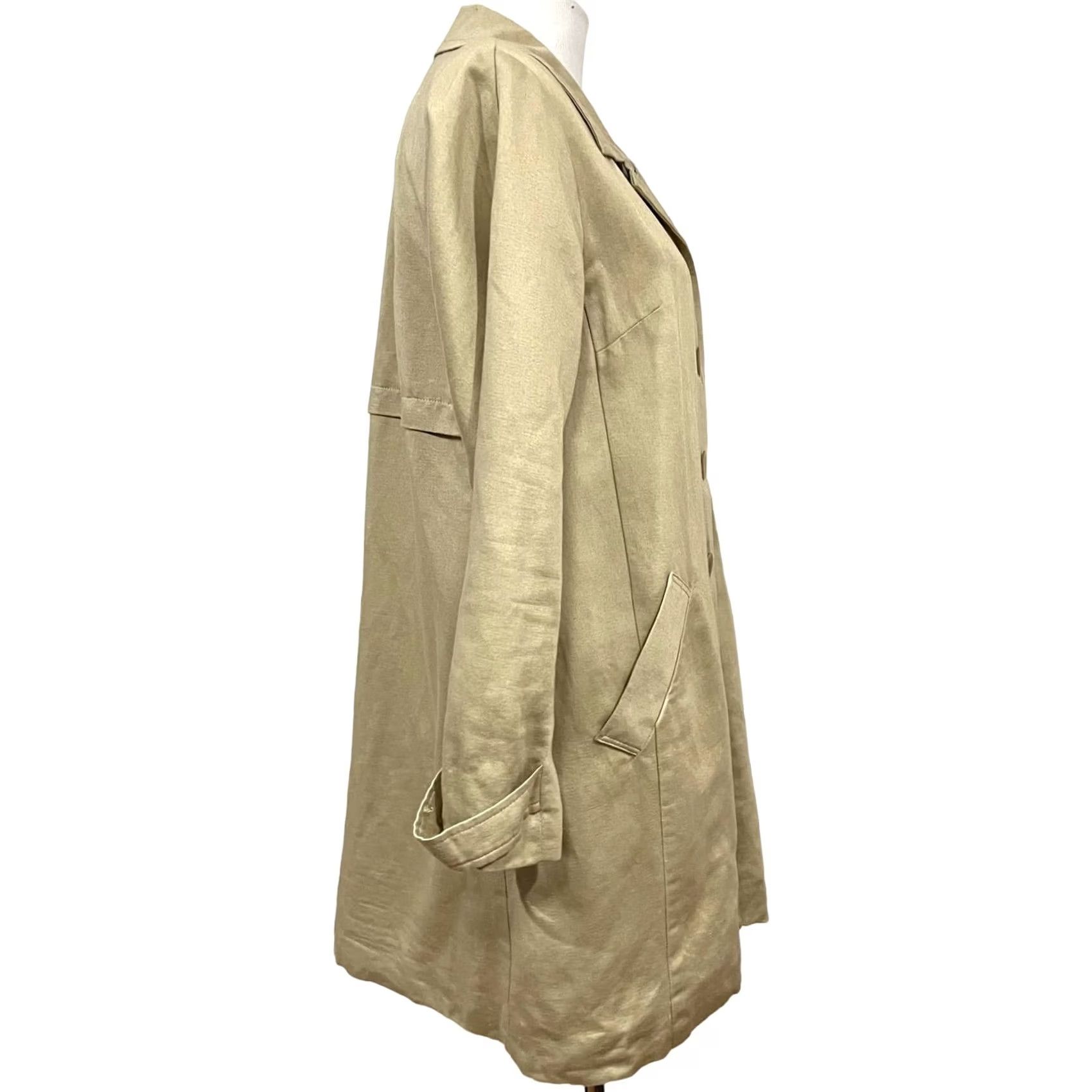 J. Jill J.Jill Beige Jacket Trench Coat Linen Cotton Lined Button Front Pockets Womens M Size M / US 6-8 / IT 42-44 - 6 Thumbnail