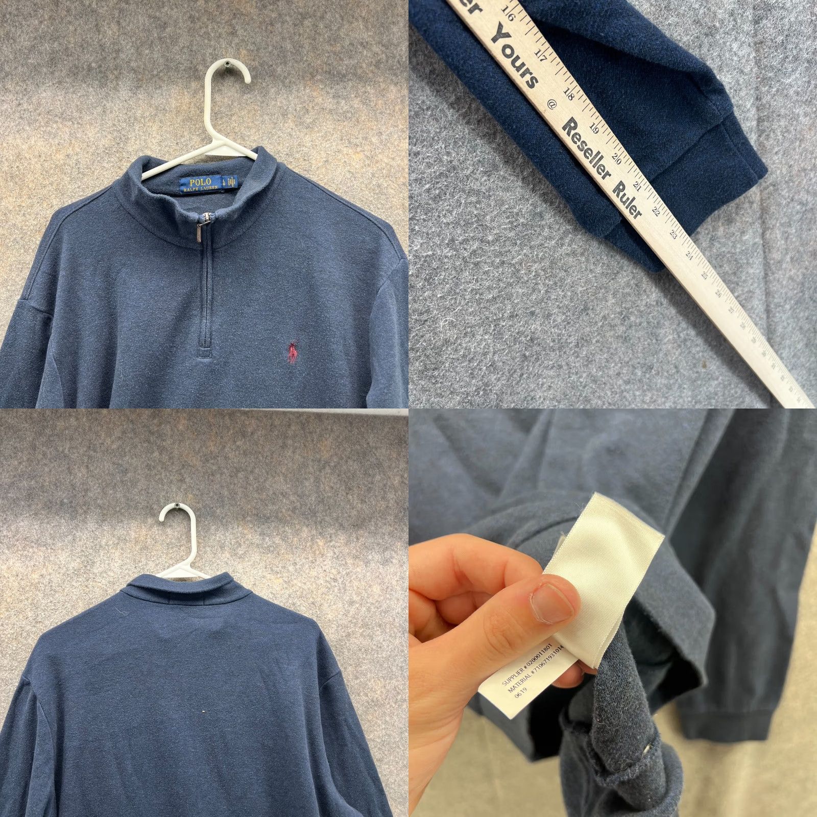 Ralph Lauren VINTAGE Polo Ralph Lauren Sweater Men Large Heather Blue Pullover 1/4 Zip Fleece Pony Shirt Pull over Size US L / EU 52-54 / 3 - 8 Thumbnail