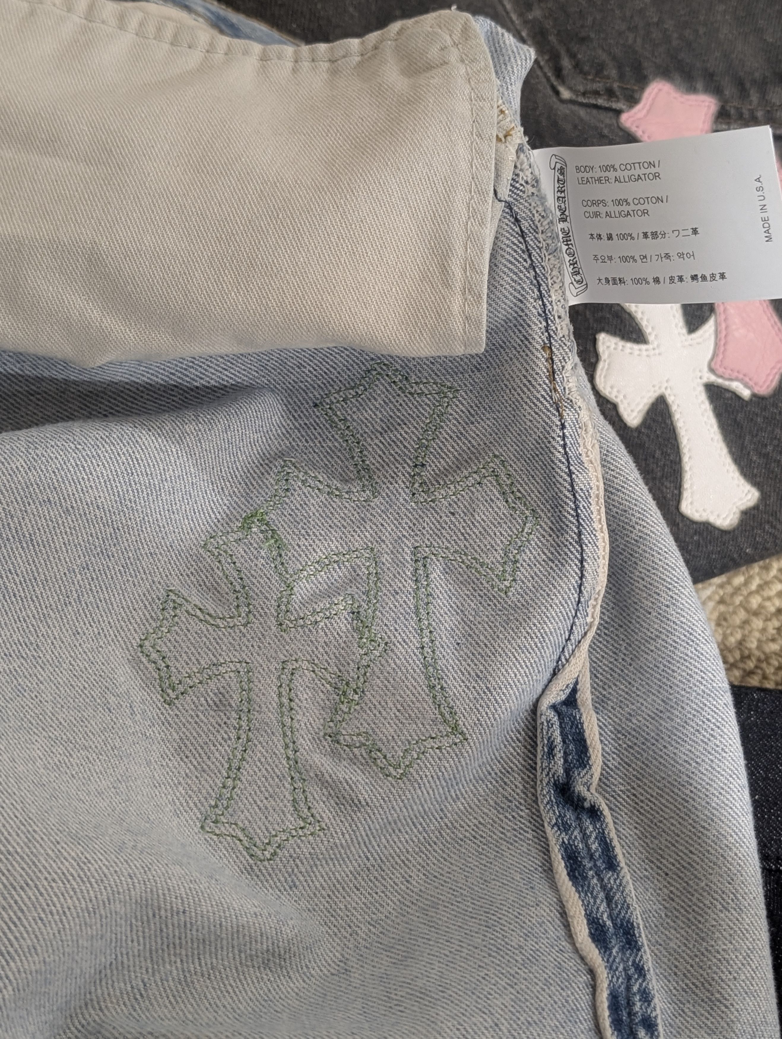 Chrome Hearts Green Alligator Cross Patch Levis 501 Jeans Size 29" - 20 Thumbnail