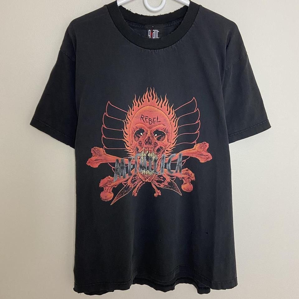 image of Band Tees x Metallica 90’S Metallica Rebel Pushead Tee in Black, Men's (Size XL)