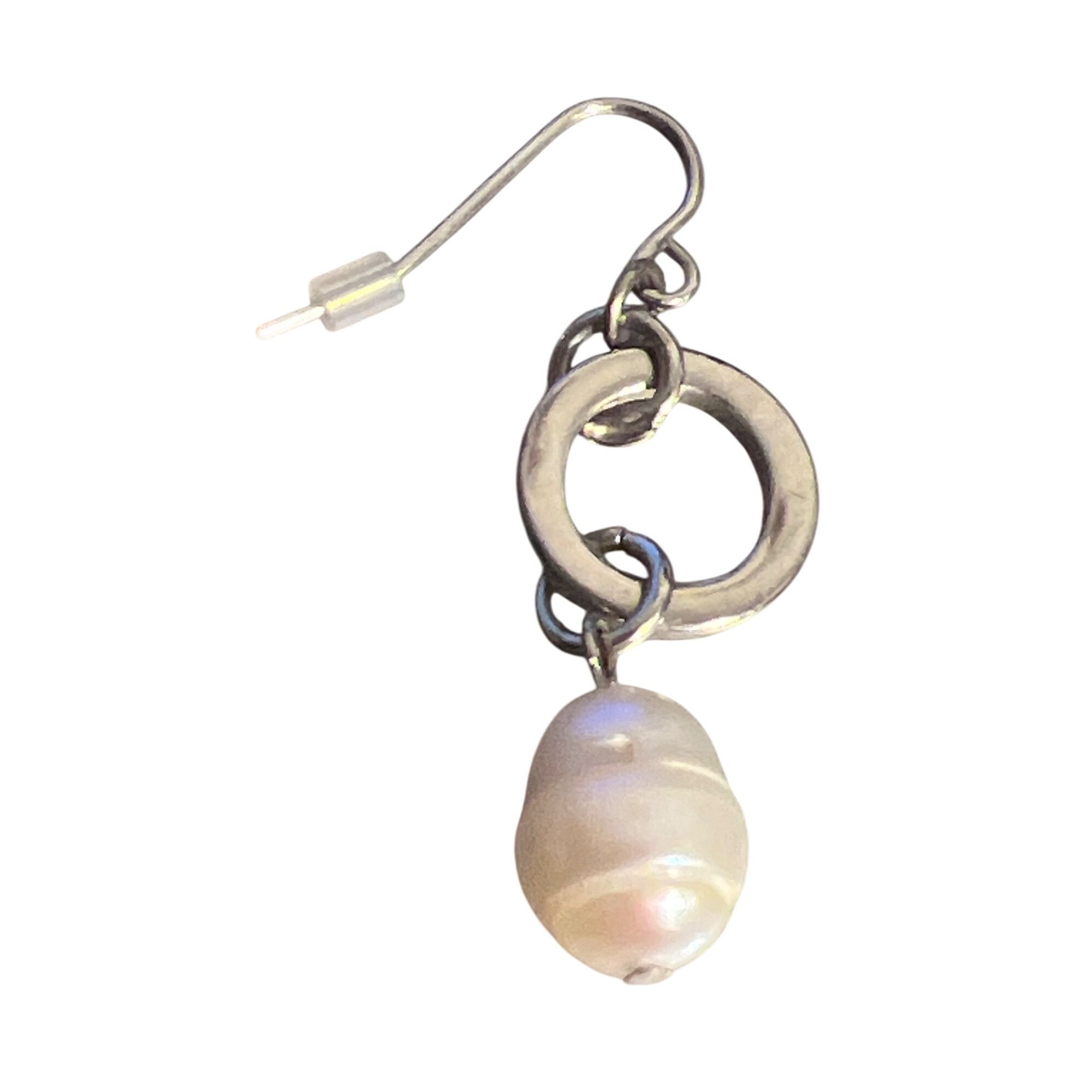 Other Vintage Silver Tone Faux Pearl Drop Dangle Earrings Minimali Size ONE SIZE - 2 Thumbnail