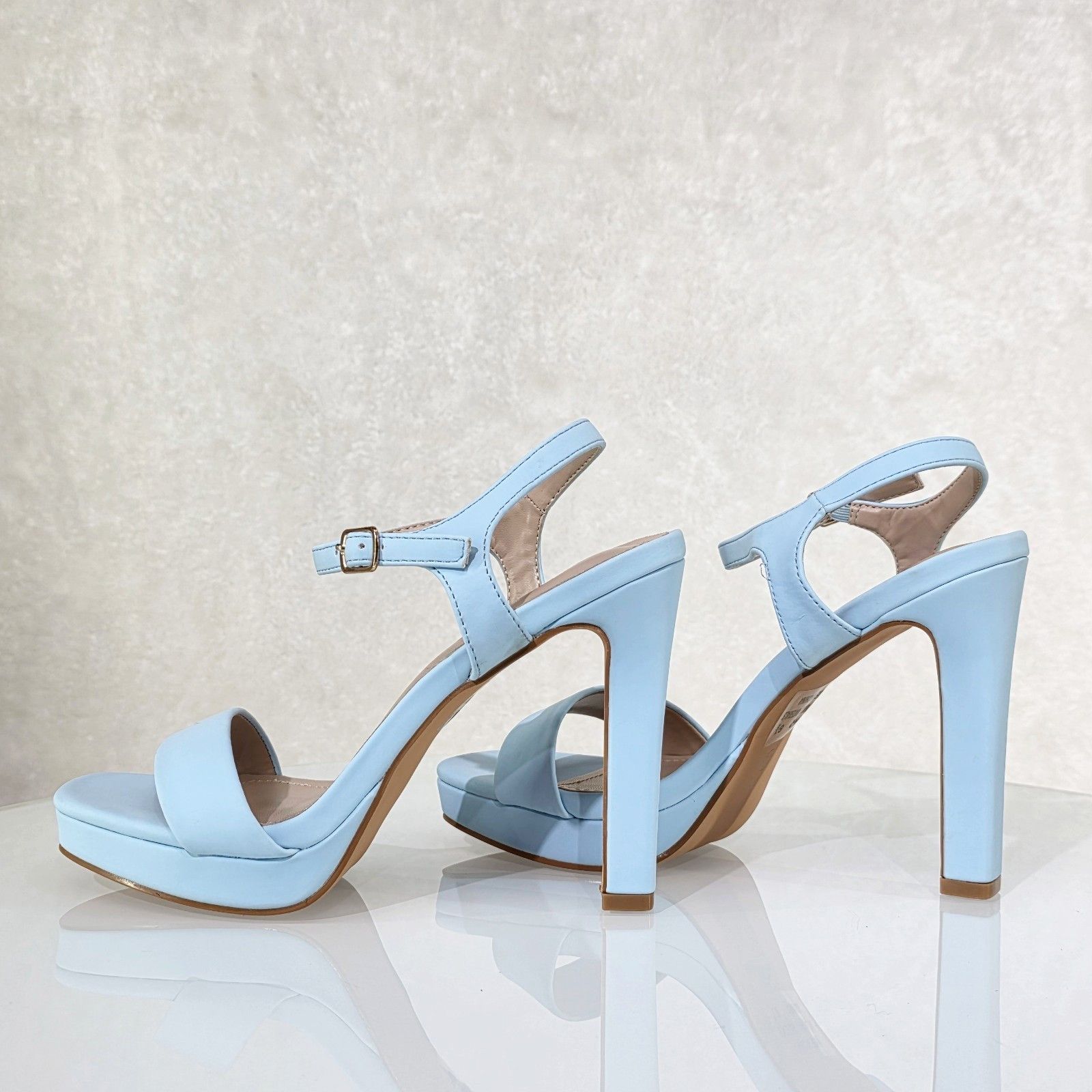 Other Pretty Baby Blue Matte High Heels Ankle Strap Open Toe Sanda Size US 10 / IT 40 - 2 Thumbnail