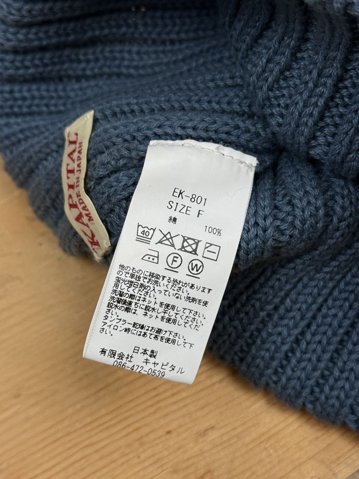 Kapital Kapital Peace Activist Blue Beanie Cotton Hat Size ONE SIZE - 7 Thumbnail