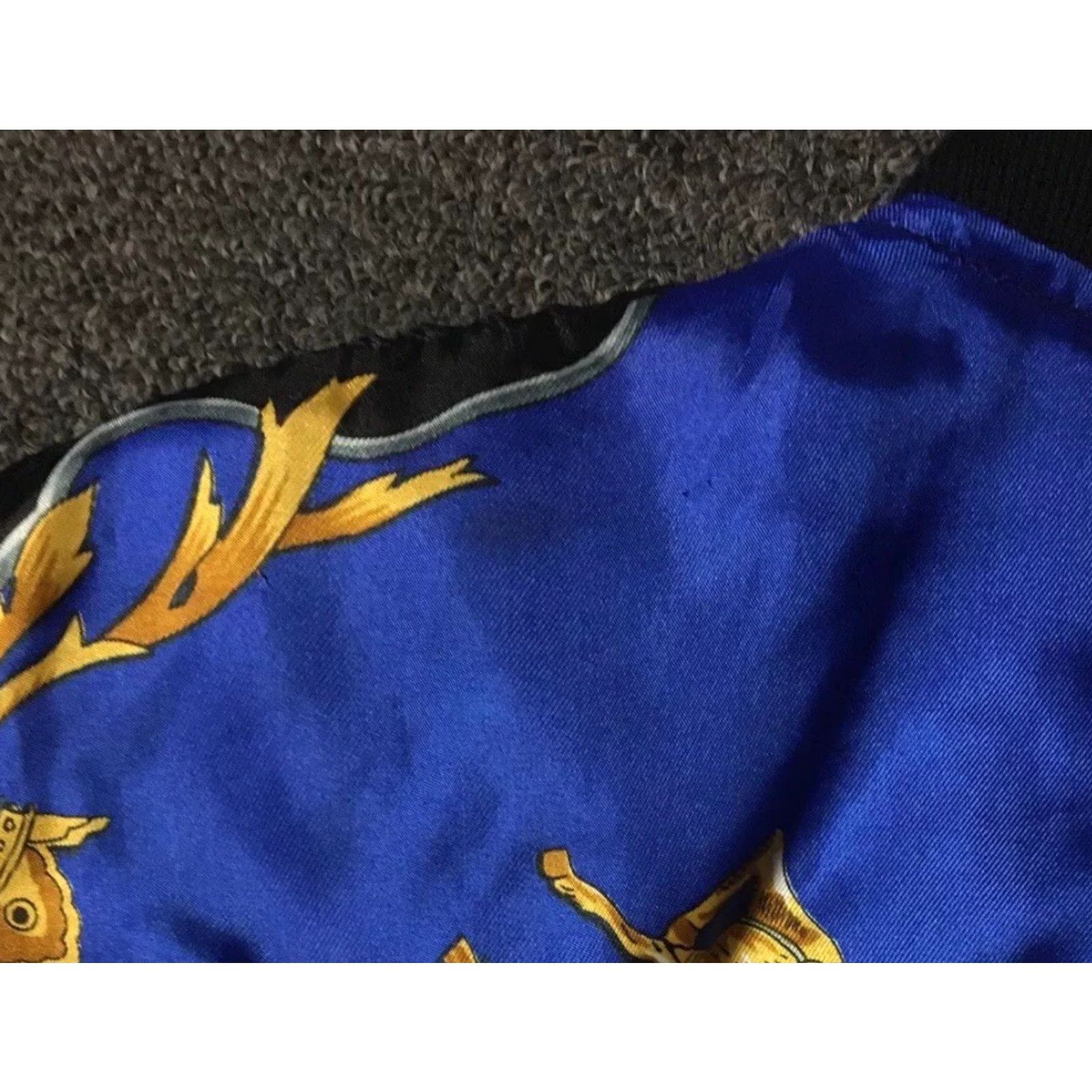 Vintage VINTAGE Baroque Bomber Jacket L Women Blue 80s 90s Talon Zipper Abstract Art Designer Horses Grunge OP Size L / US 10 / IT 46 - 7 Thumbnail
