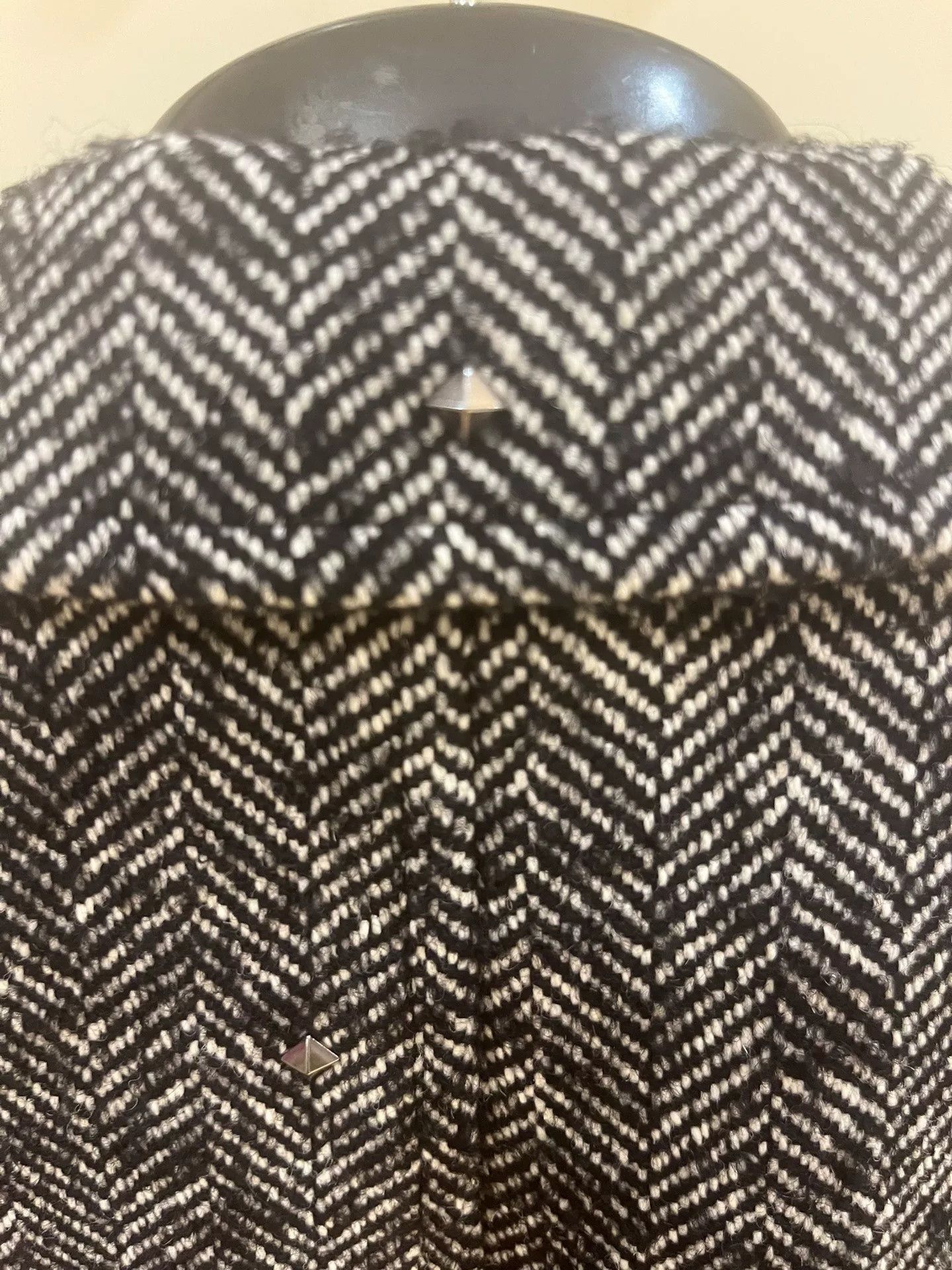 Valentino Valentino Gray Herringbone Rockstud Wool Coat Size US S / EU 44-46 / 1 - 6 Thumbnail