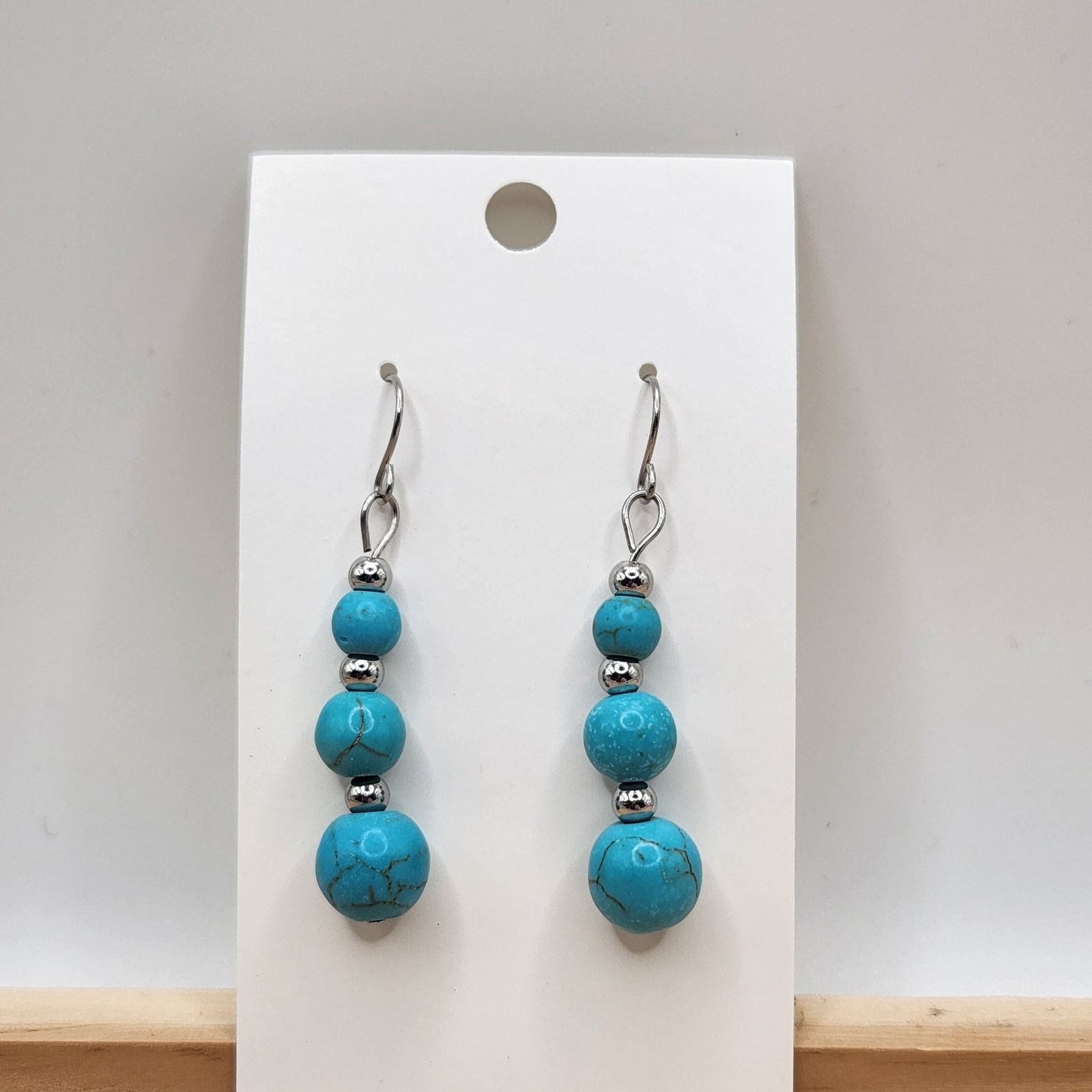Other Handmade Triple Stone Turquoise Earrings Size ONE SIZE - 3 Thumbnail
