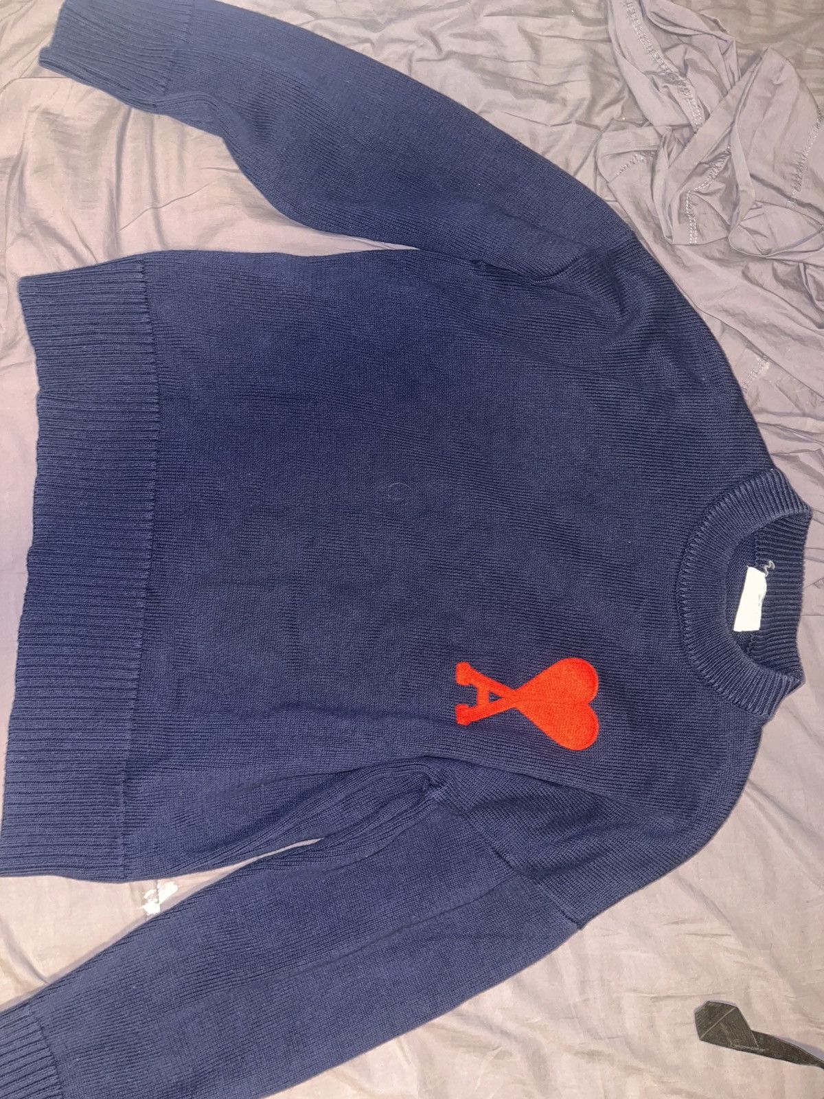 Other ami alexandre mattiussi Navy Crew Neck Knit Sweater Size US XL / EU 56 / 4 - 2 Thumbnail