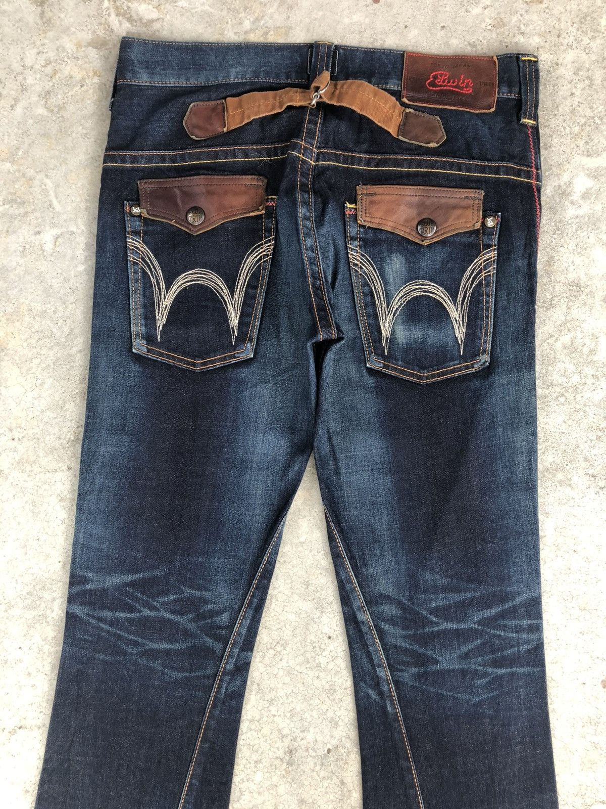 If Six Was Nine Edwin Flared Jeans Bootcut Distressed Back Buckle Size US 33 - 8 Thumbnail