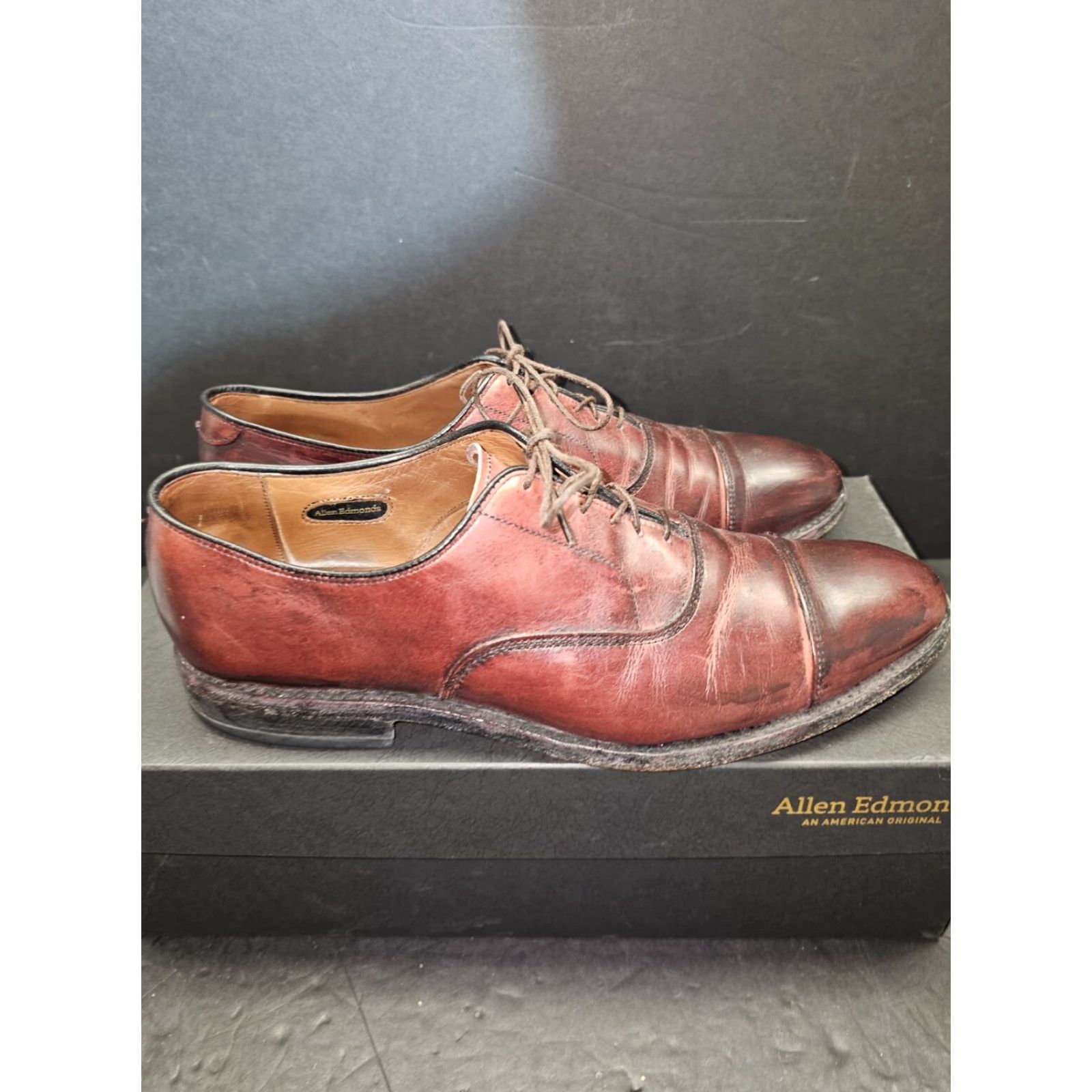 Allen Edmonds Park Avenue Oxford Cap Toe Leather Dress Shoes Size 9 1/2 C Oxblood