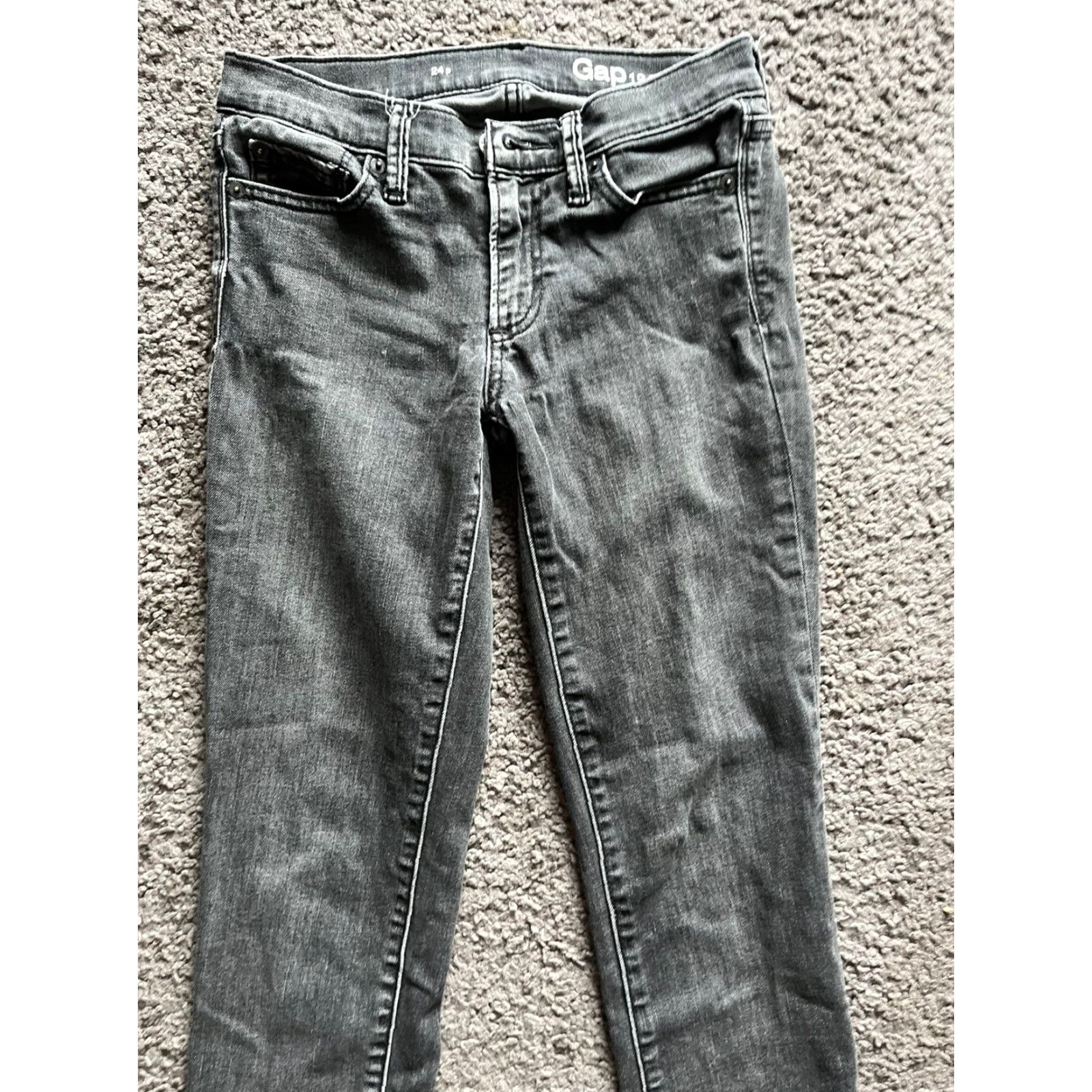 Gap Gap 1969 Always Skinny Jeans Women's Size 24 Gray 5-Pocket Denim Low Rise Slim Fit Adult Womens Size 42" / US 20 - 2 Thumbnail